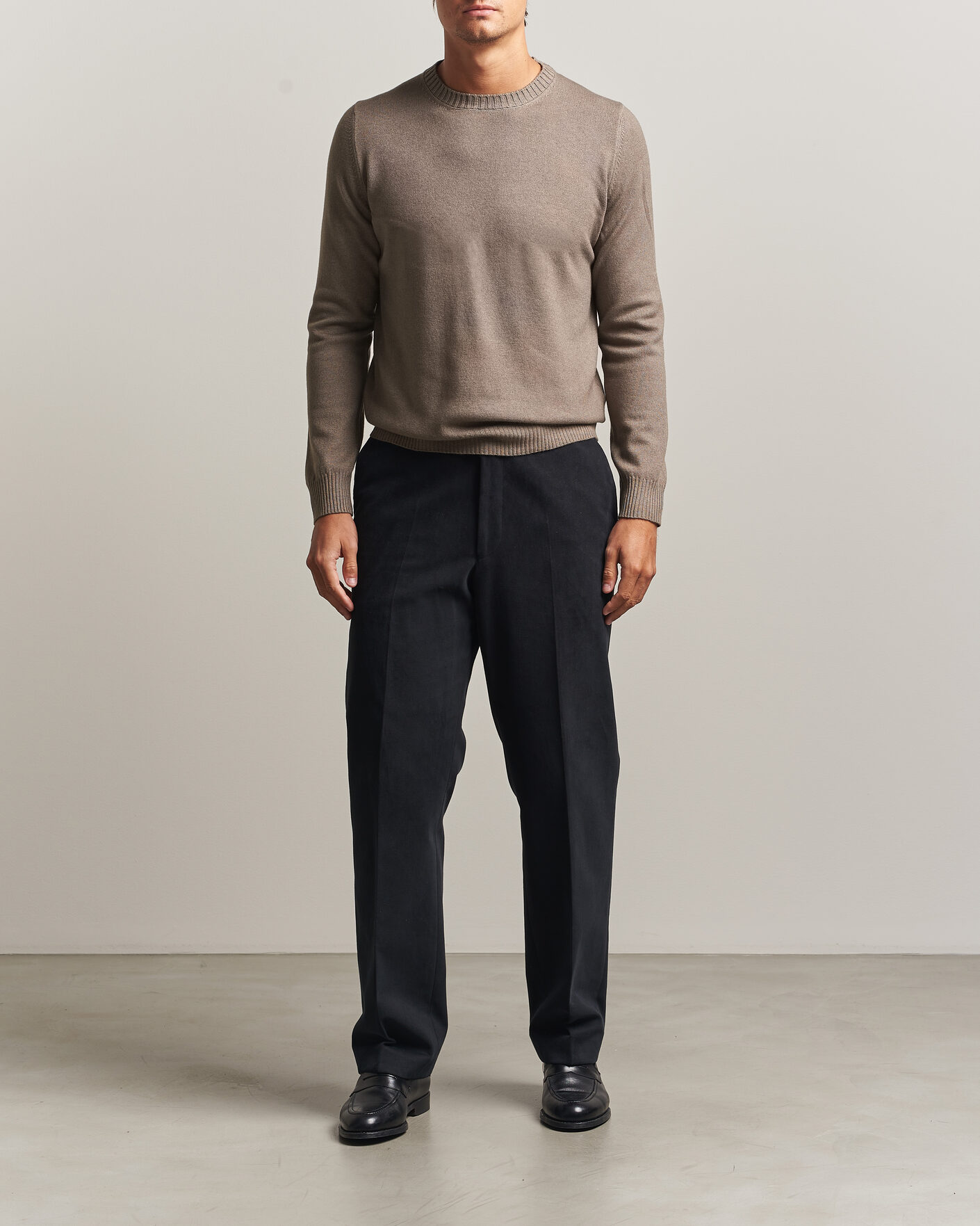 Hombres | Jerséis y prendas de punto | Gran Sasso | Wool/Cashmere Washed Crew Neck Brown Melange