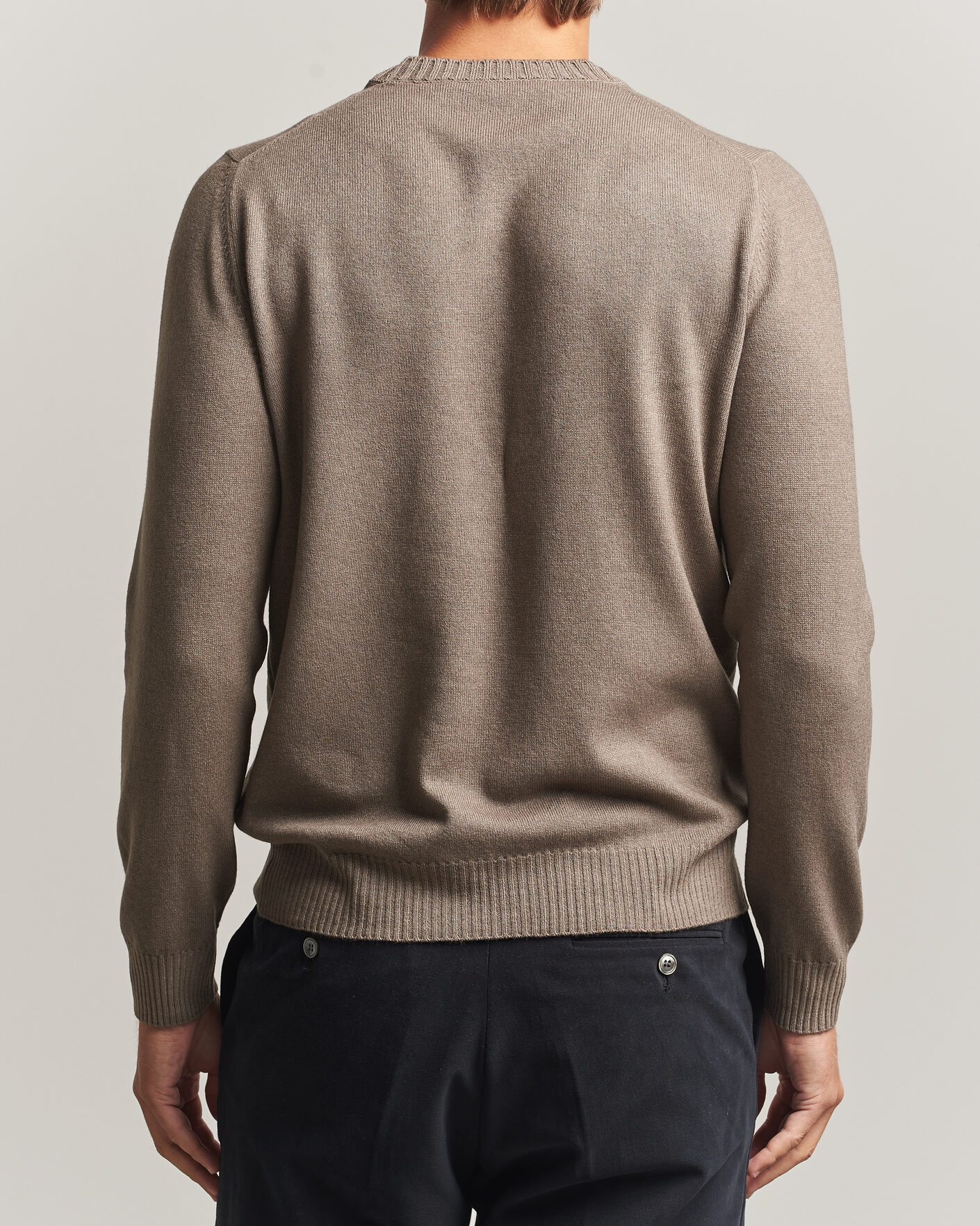 Hombres | Jerséis y prendas de punto | Gran Sasso | Wool/Cashmere Washed Crew Neck Brown Melange