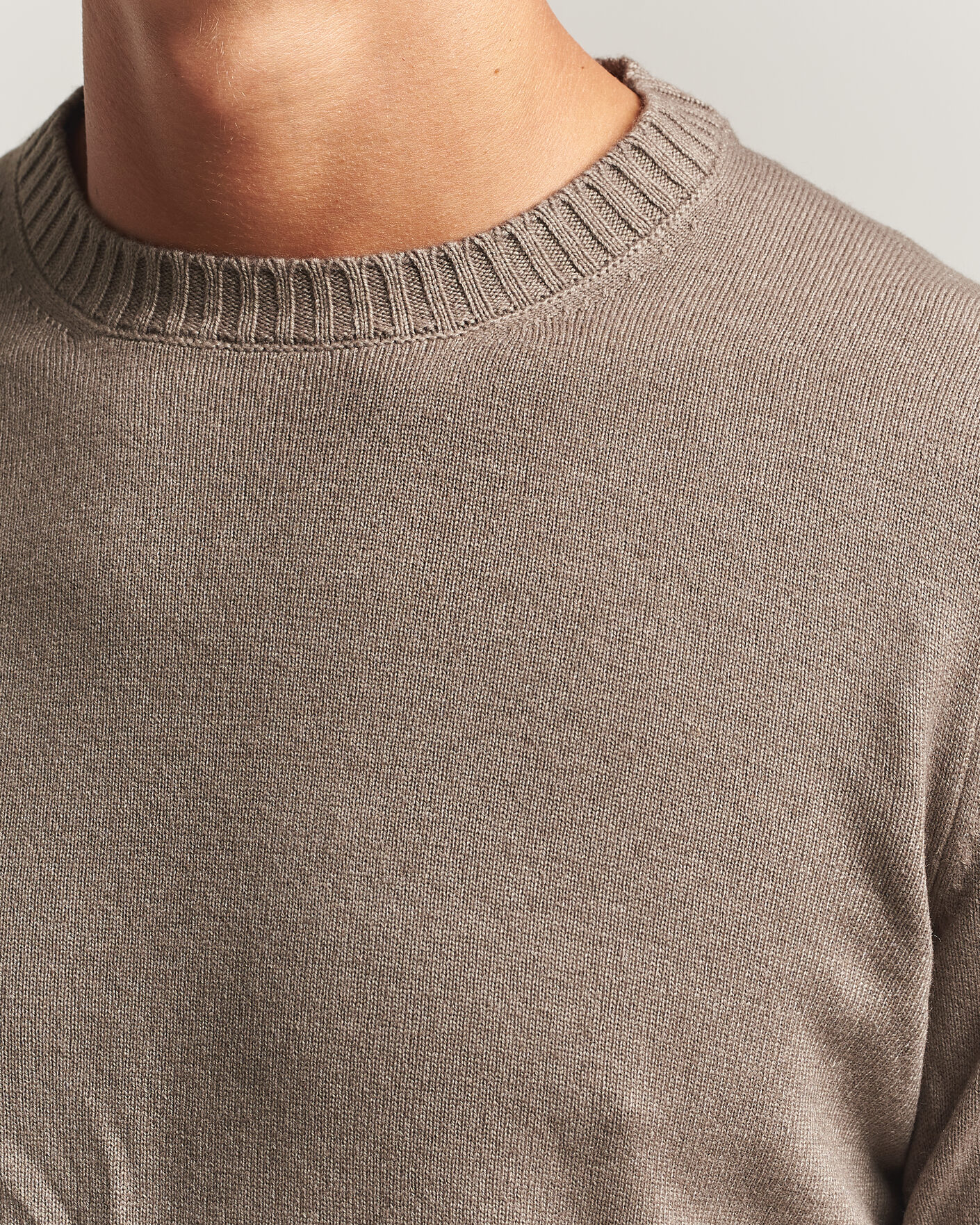 Hombres | Jerséis y prendas de punto | Gran Sasso | Wool/Cashmere Washed Crew Neck Brown Melange