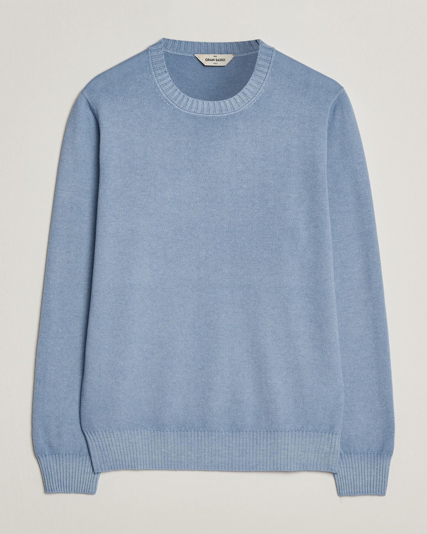Hombres | Jerséis y prendas de punto | Gran Sasso | Wool/Cashmere Washed Crew Neck Blue Melange