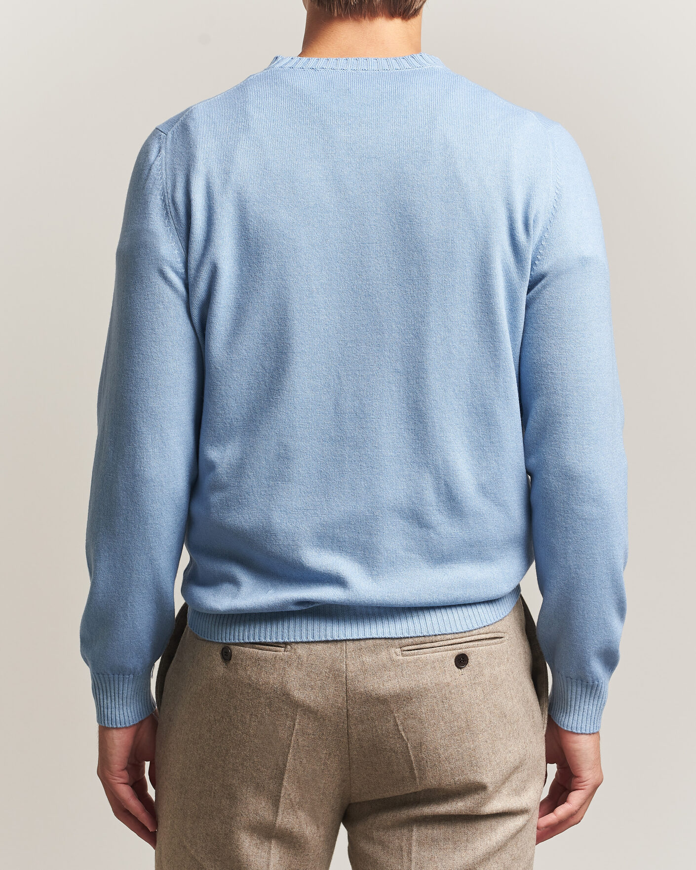 Hombres | Jerséis y prendas de punto | Gran Sasso | Wool/Cashmere Washed Crew Neck Blue Melange