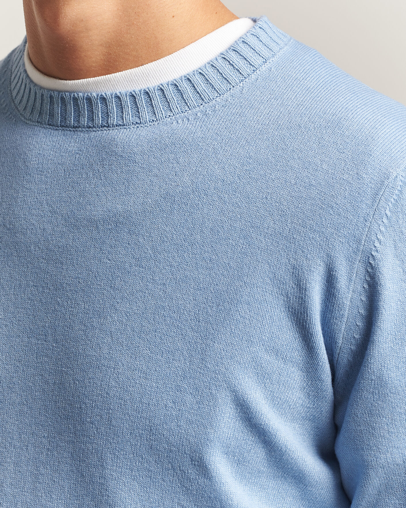 Hombres | Jerséis y prendas de punto | Gran Sasso | Wool/Cashmere Washed Crew Neck Blue Melange