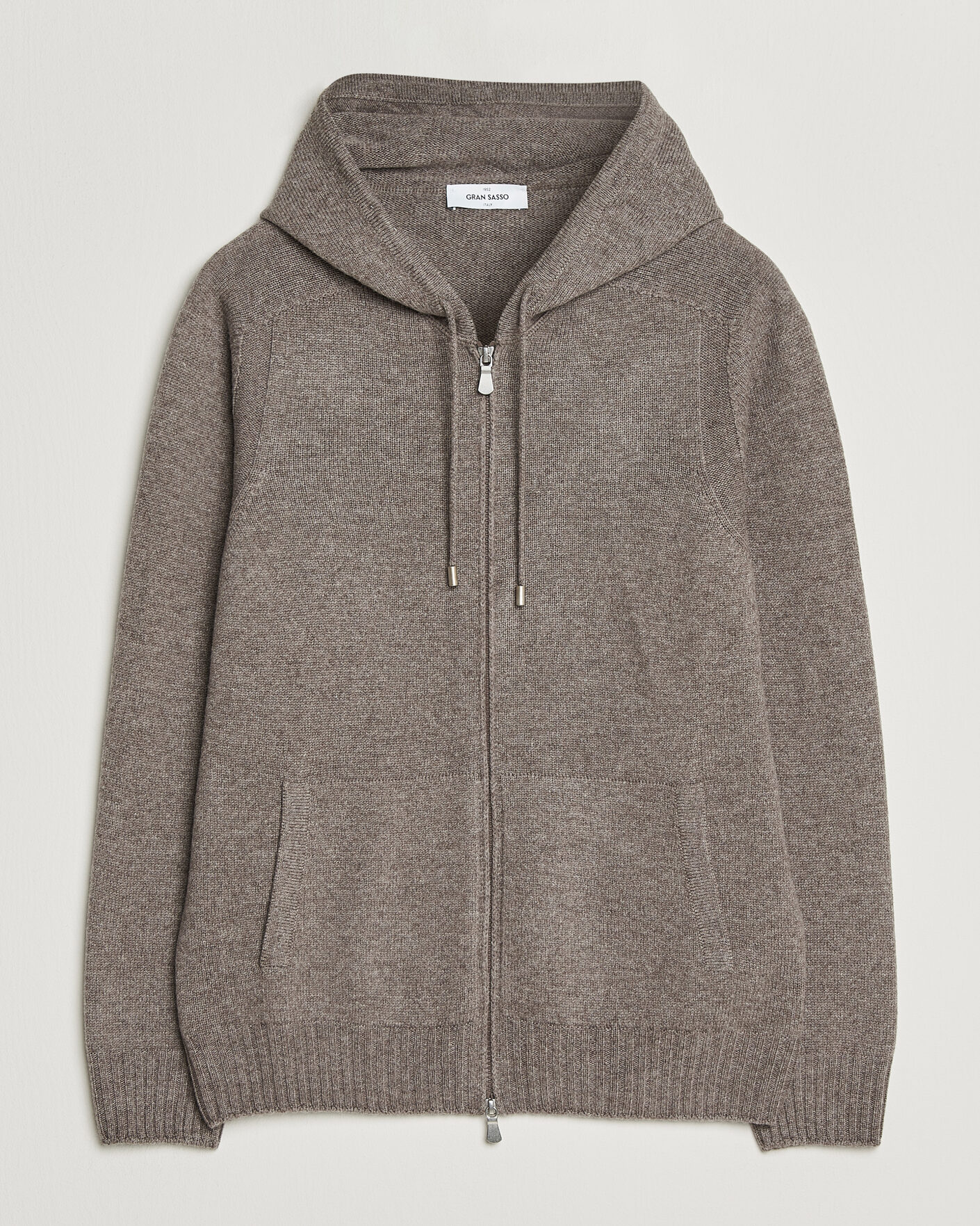 Hombres | Jerséis y prendas de punto | Gran Sasso | Full Zip Wool Hoodie Taupe Melange