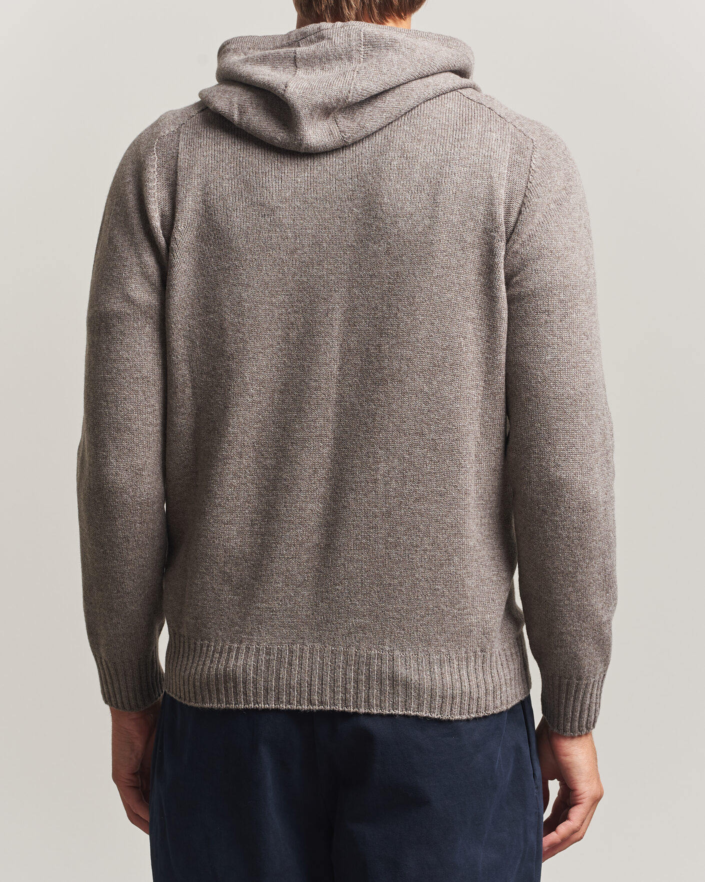 Hombres | Jerséis y prendas de punto | Gran Sasso | Full Zip Wool Hoodie Taupe Melange