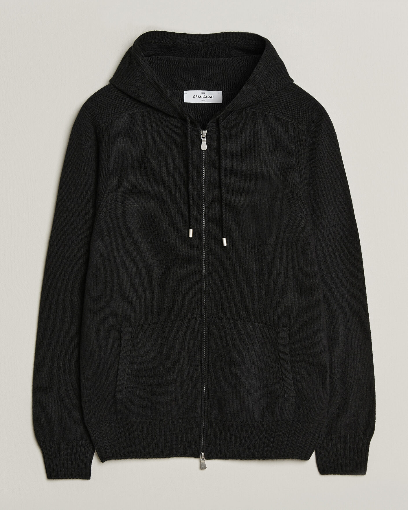 Hombres | Jerséis y prendas de punto | Gran Sasso | Full Zip Wool Hoodie Black