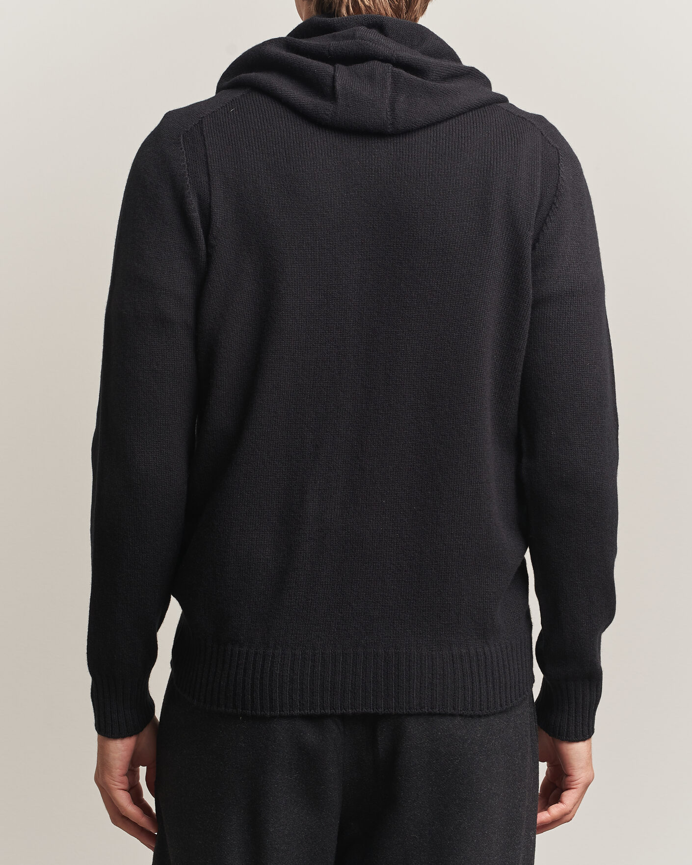 Hombres | Jerséis y prendas de punto | Gran Sasso | Full Zip Wool Hoodie Black