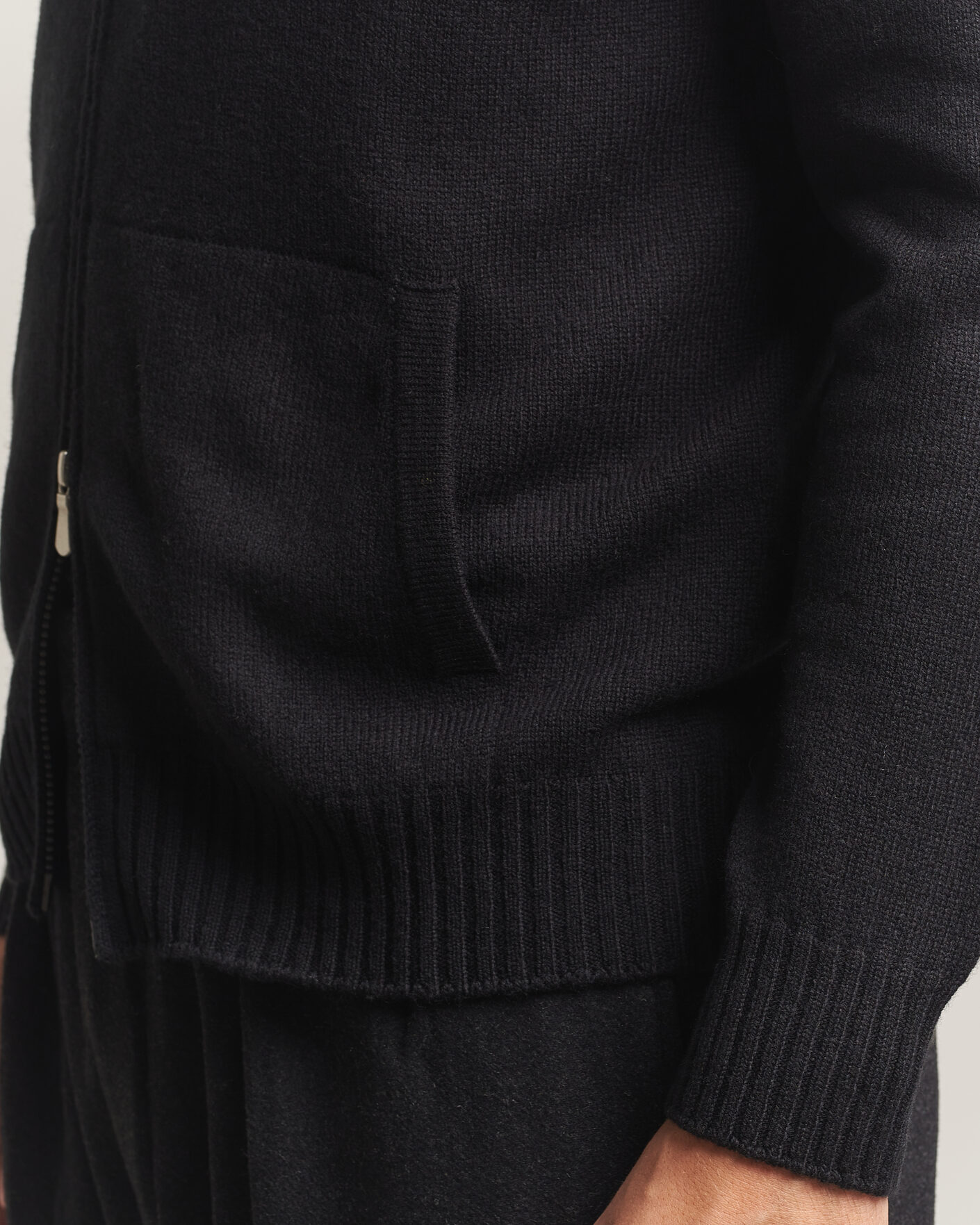Hombres | Jerséis y prendas de punto | Gran Sasso | Full Zip Wool Hoodie Black
