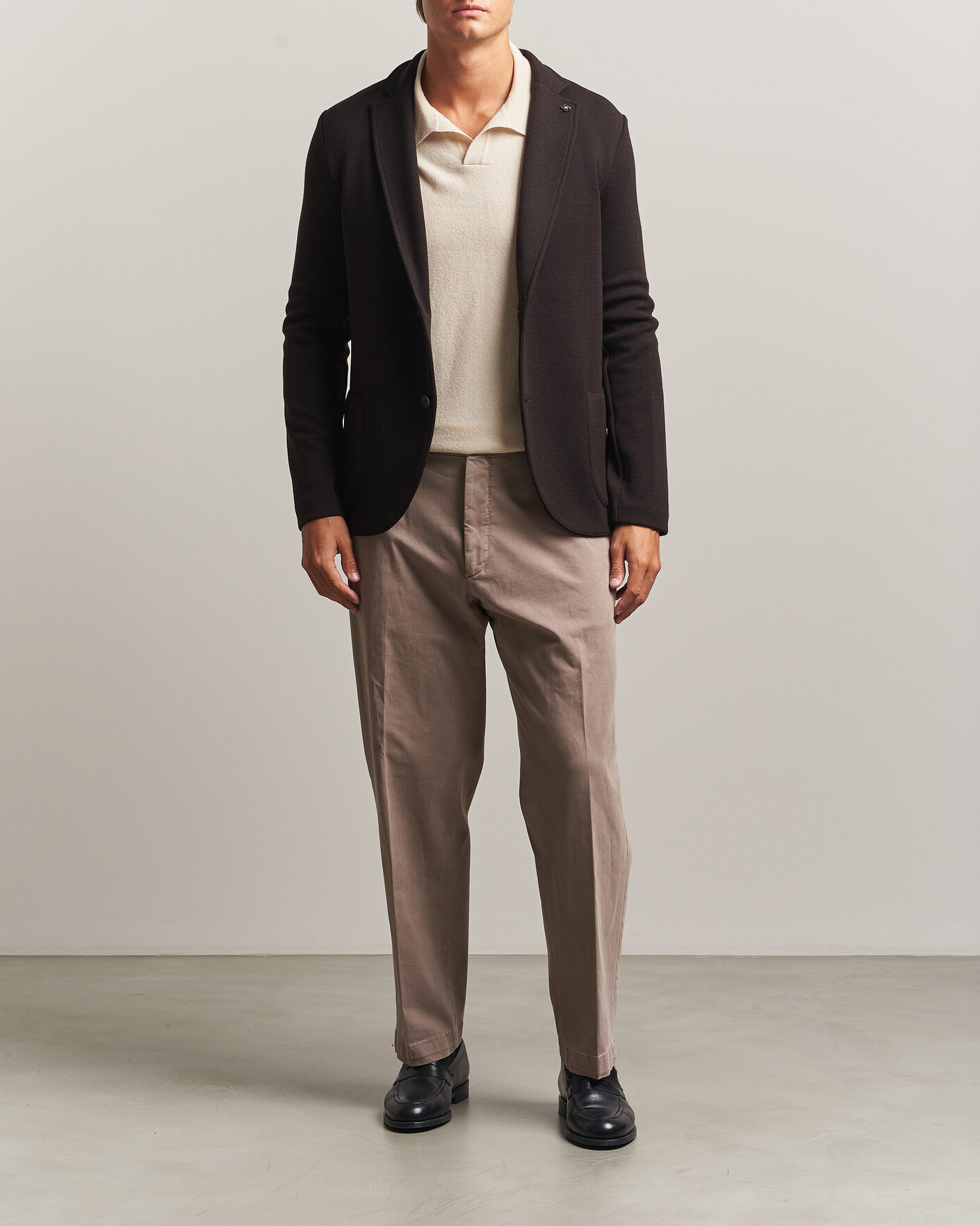 Hombres | Blazers | Gran Sasso | Rainwool Knitted Blazer Dark Brown