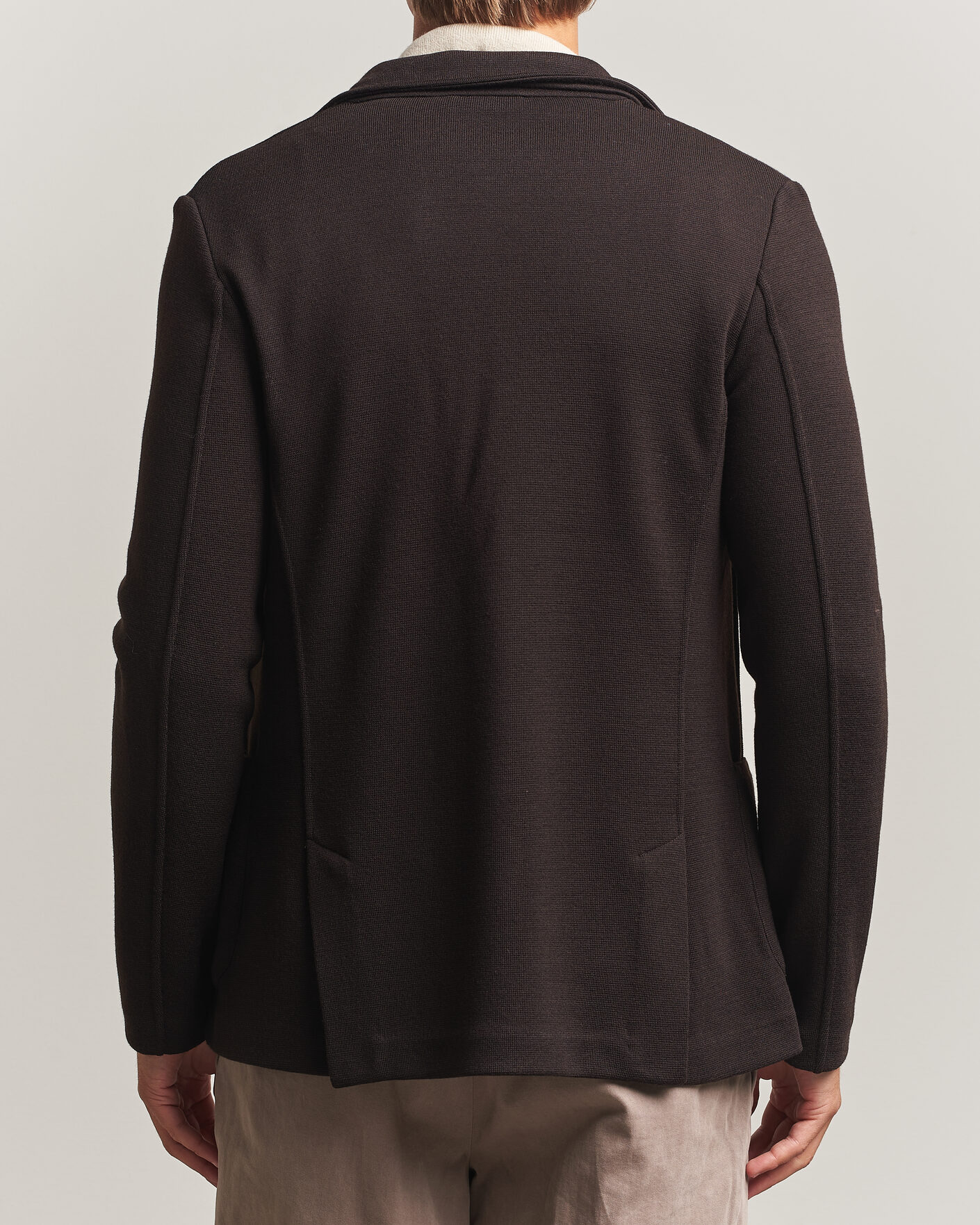 Hombres | Blazers | Gran Sasso | Rainwool Knitted Blazer Dark Brown