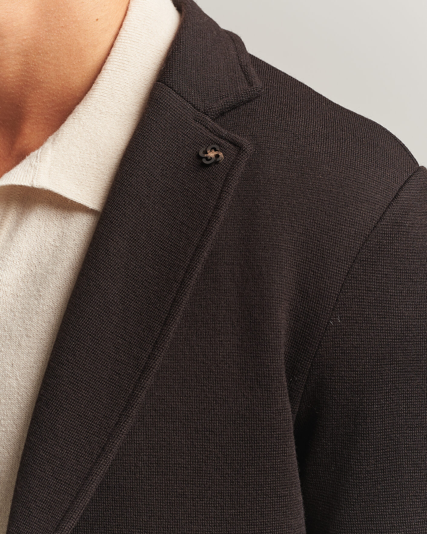 Hombres | Blazers | Gran Sasso | Rainwool Knitted Blazer Dark Brown
