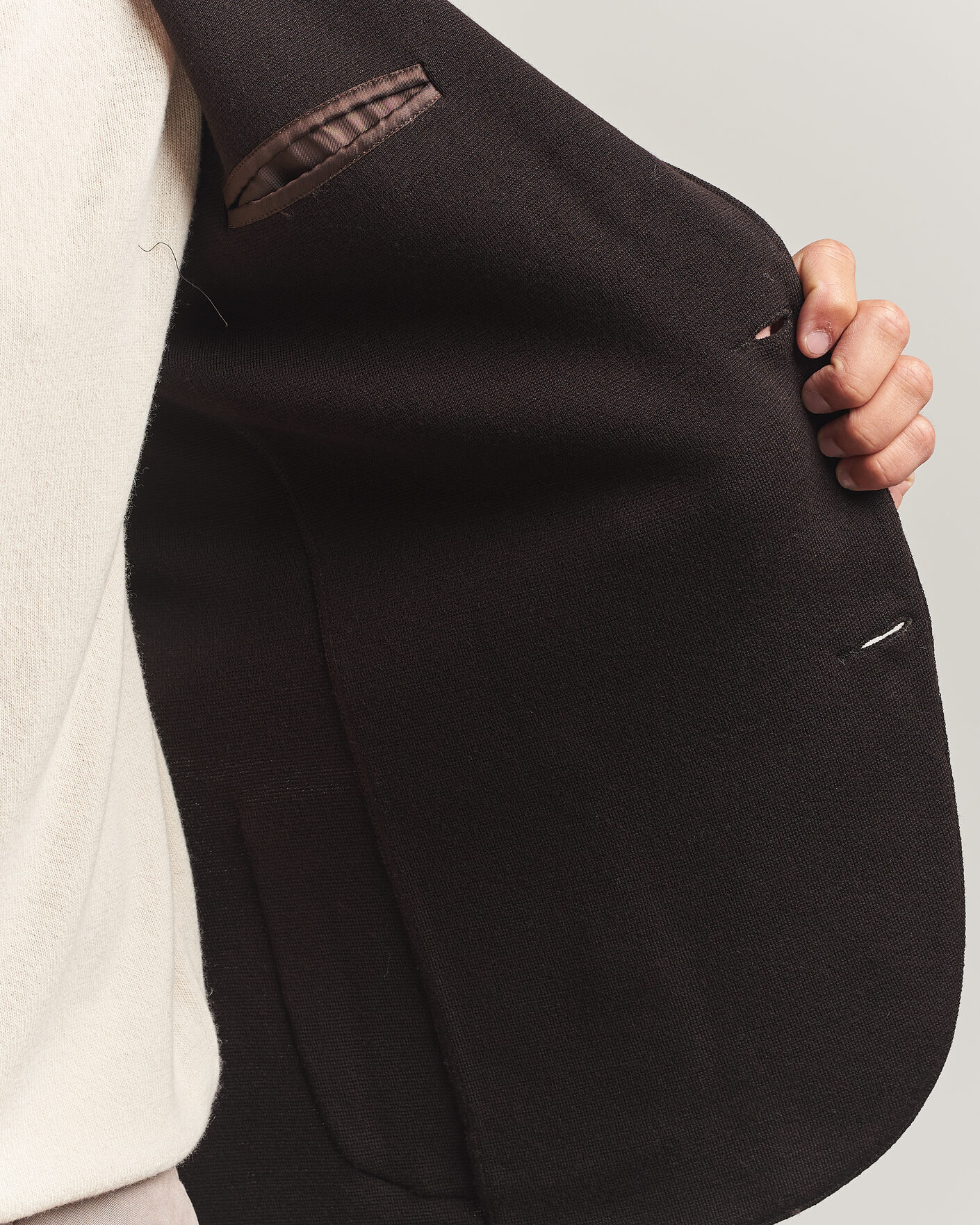 Hombres | Blazers | Gran Sasso | Rainwool Knitted Blazer Dark Brown