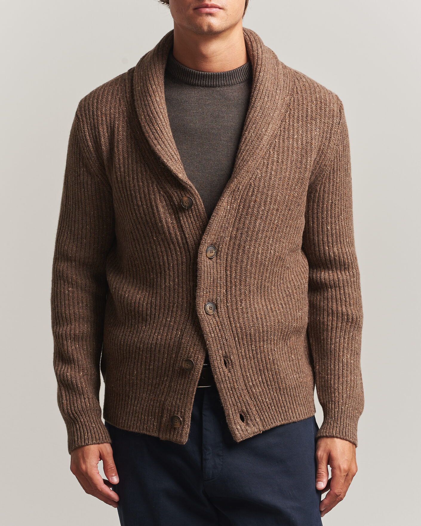 Hombres | Jerséis y prendas de punto | Gran Sasso | Wool/Cashmere Donegal Cardigan Brown