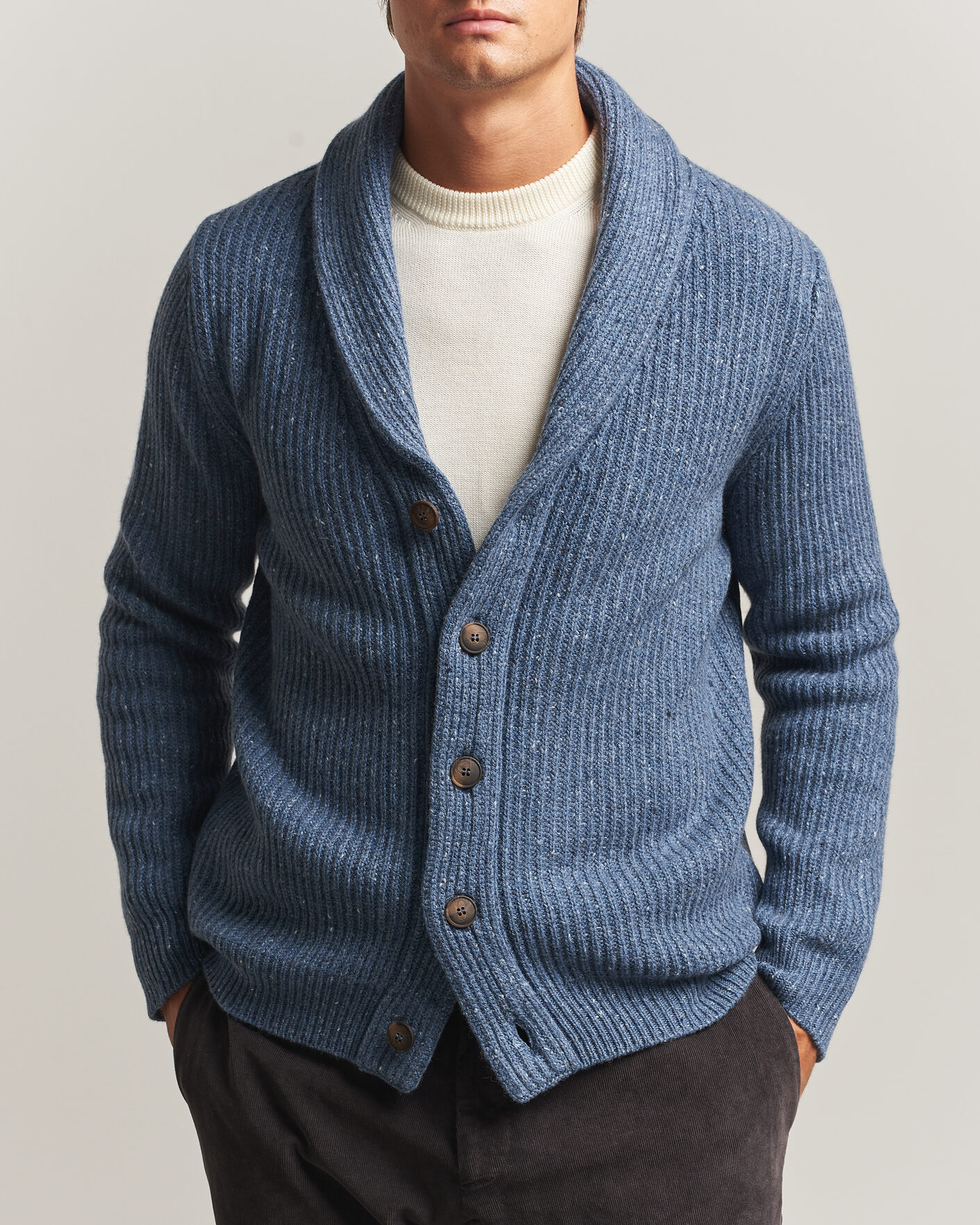 Hombres | Jerséis y prendas de punto | Gran Sasso | Wool/Cashmere Donegal Cardigan Blue
