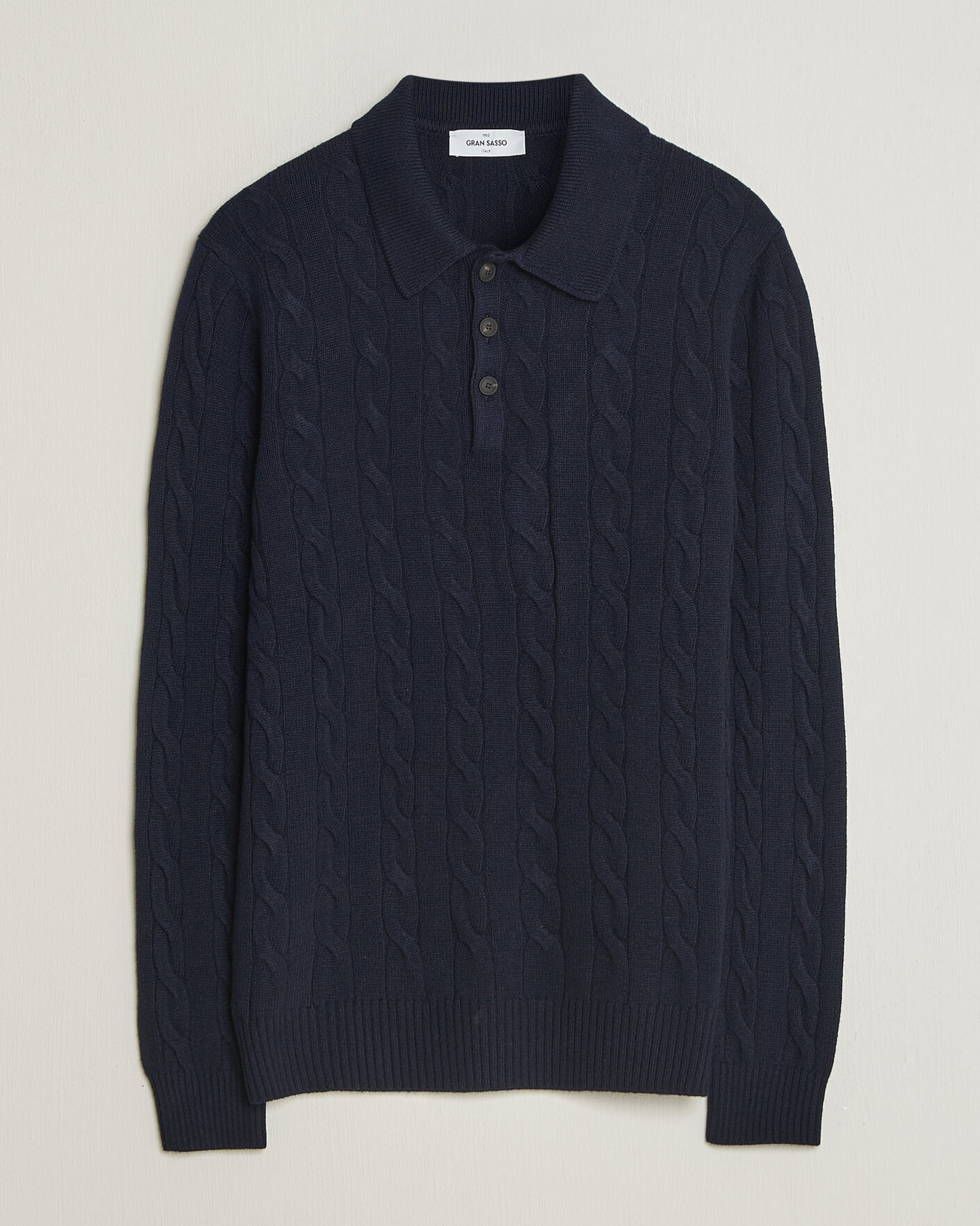 Hombres | Jerséis y prendas de punto | Gran Sasso | Wool/Cashmere Cable Polo Navy