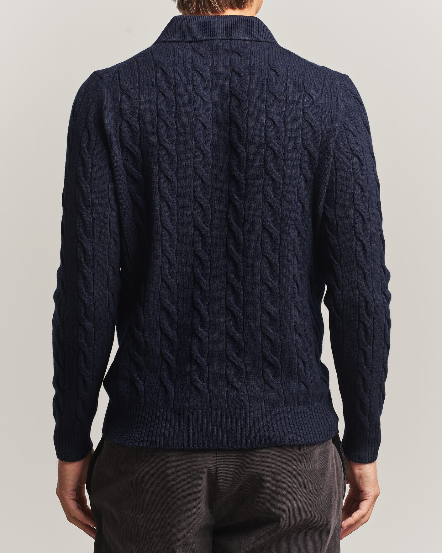 Hombres | Jerséis y prendas de punto | Gran Sasso | Wool/Cashmere Cable Polo Navy
