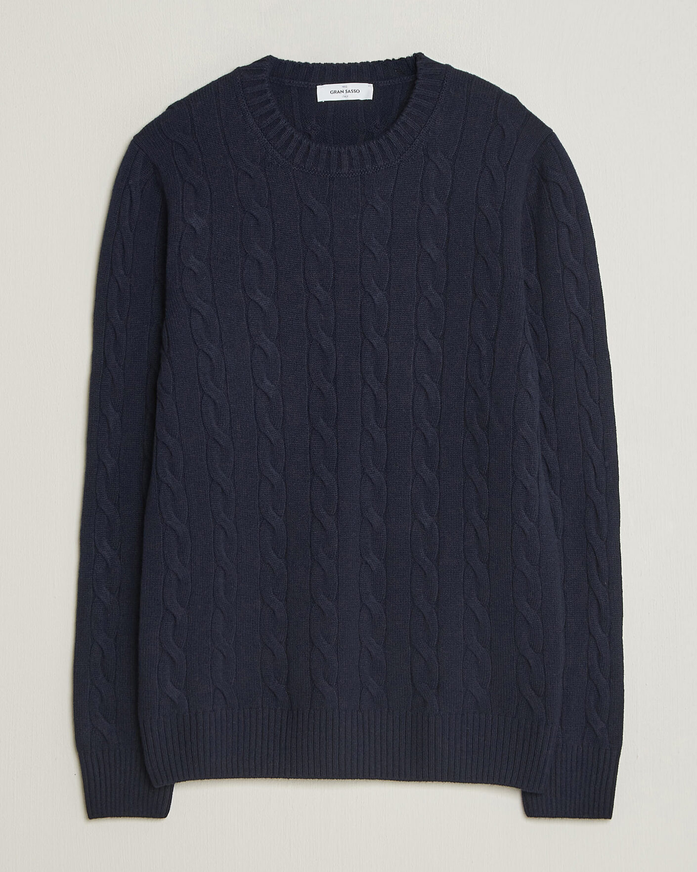 Hombres | Jerséis y prendas de punto | Gran Sasso | Wool/Cashmere Cable Crew Neck Navy