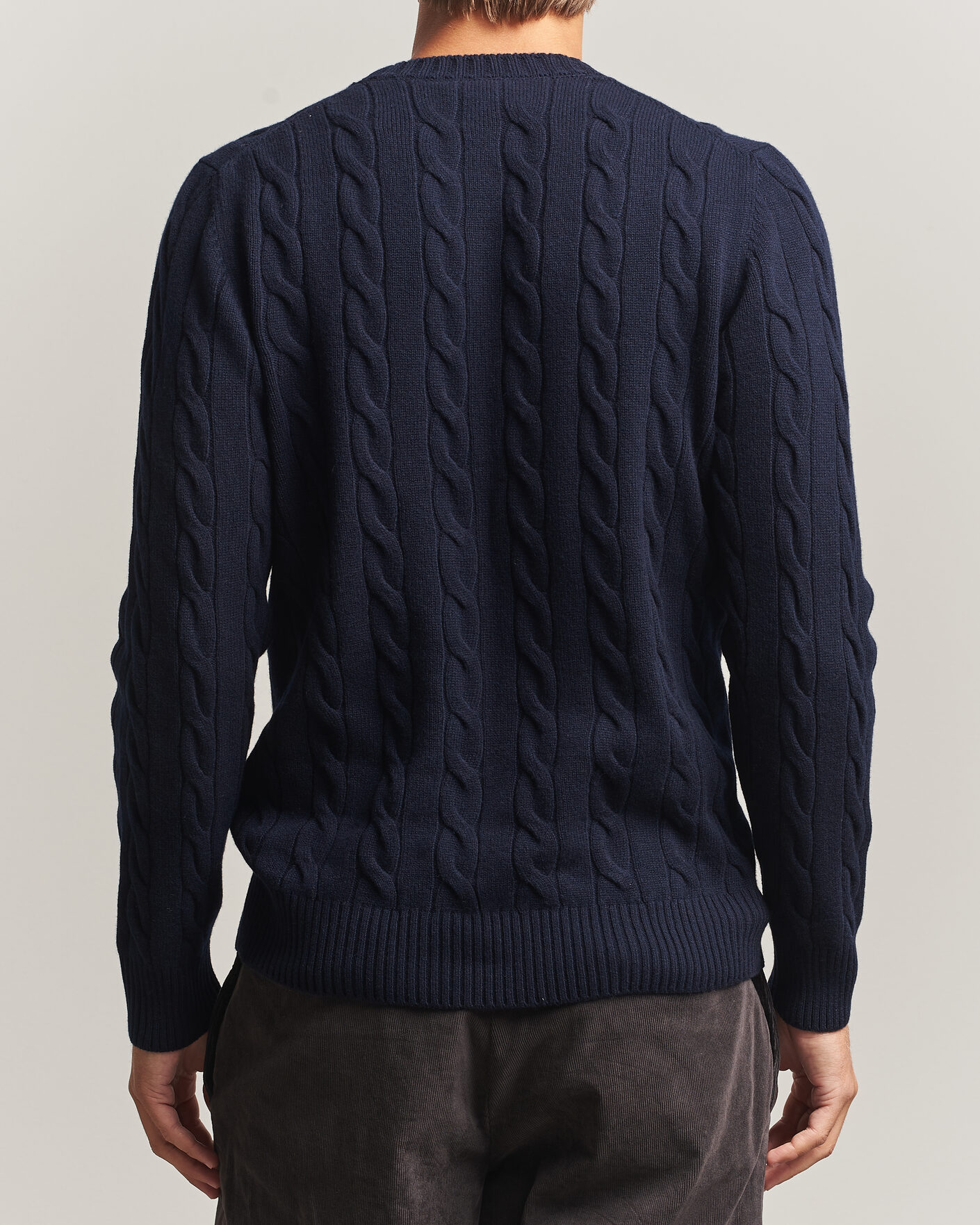 Hombres | Jerséis y prendas de punto | Gran Sasso | Wool/Cashmere Cable Crew Neck Navy