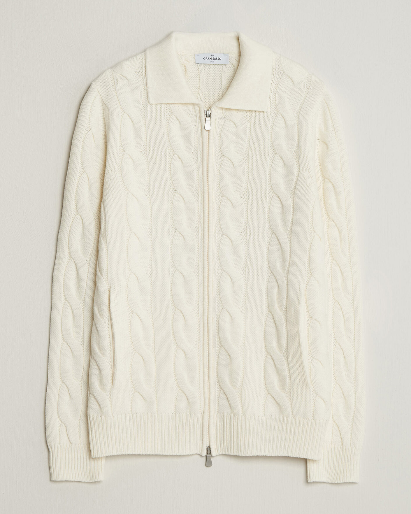 Hombres | Jerséis y prendas de punto | Gran Sasso | Wool/Cashmere Cable Full Zip Cream