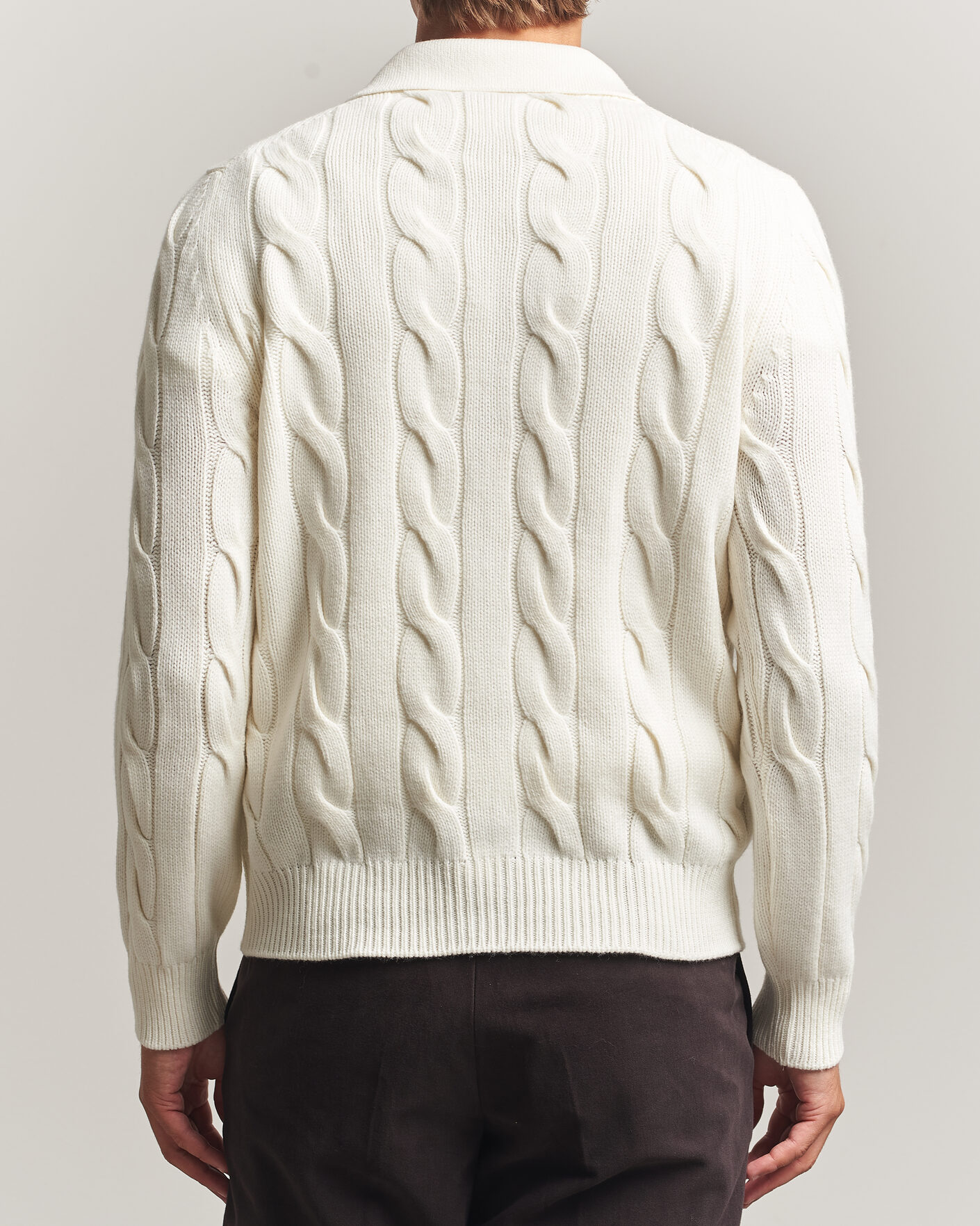 Hombres | Jerséis y prendas de punto | Gran Sasso | Wool/Cashmere Cable Full Zip Cream