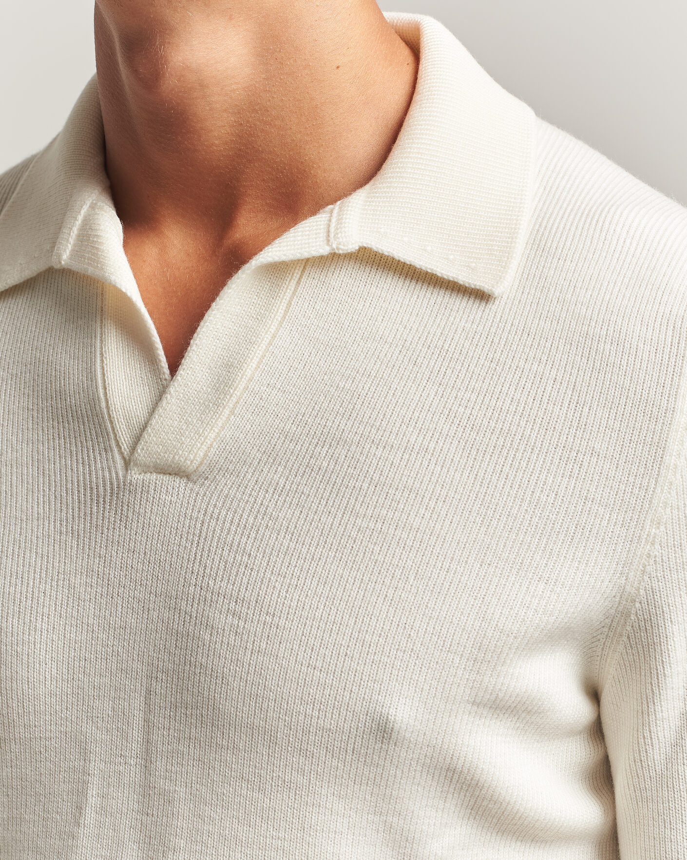 Hombres | Jerséis y prendas de punto | Gran Sasso | Merino Knitted Polo Cream