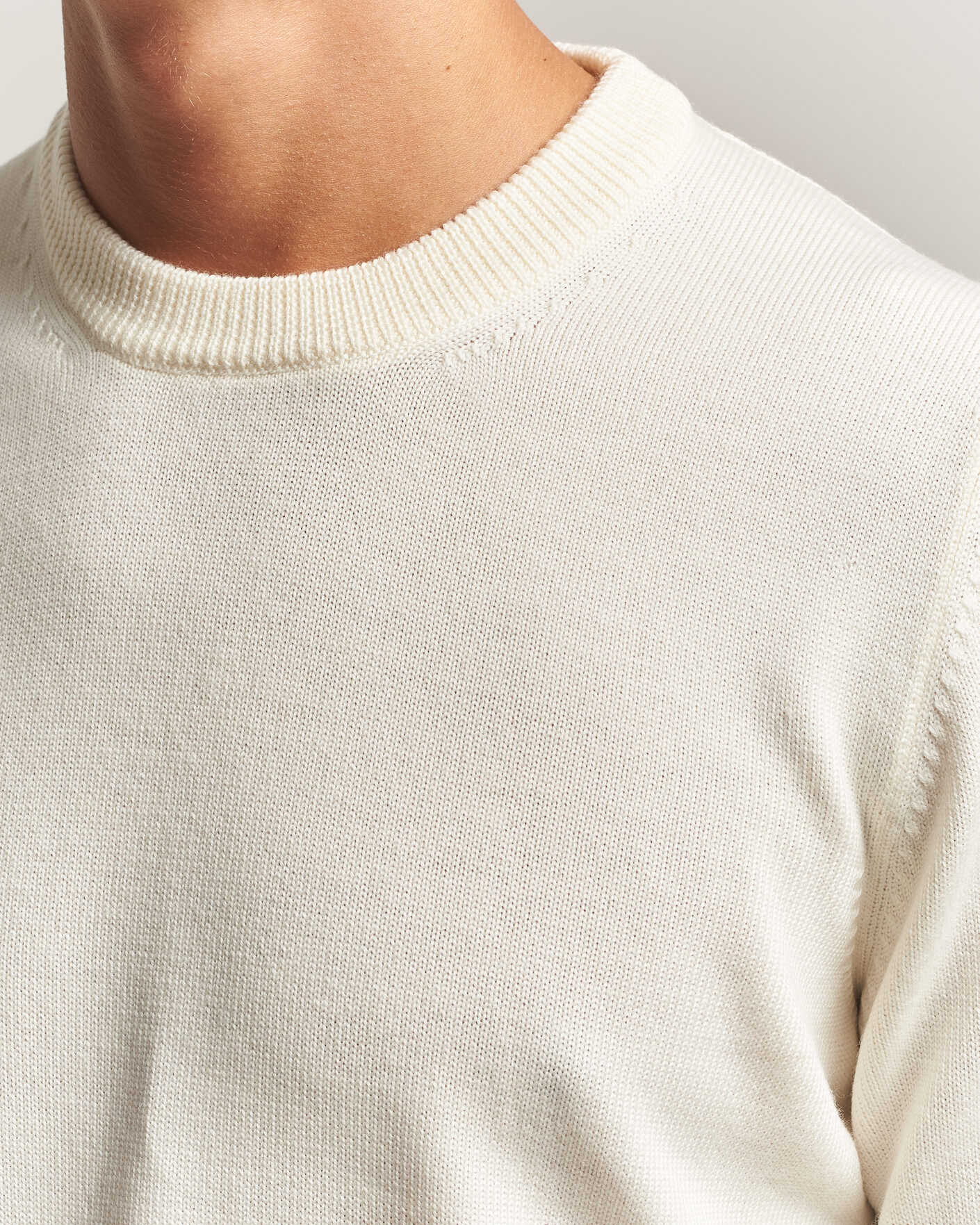 Hombres | Jerséis y prendas de punto | Gran Sasso | Merino Knitted Crew Neck Cream