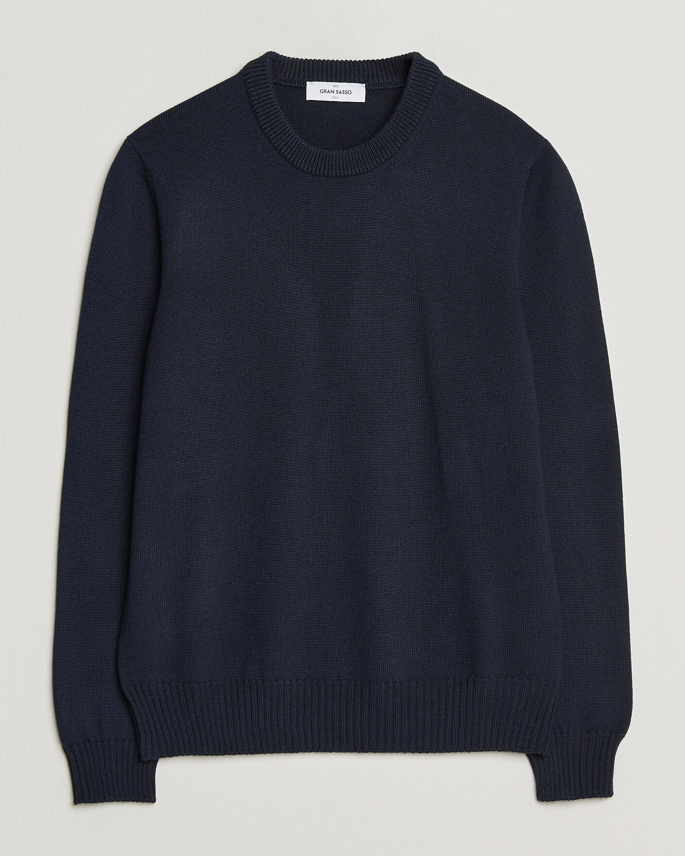 Hombres | Jerséis y prendas de punto | Gran Sasso | Merino Knitted Crew Neck Navy