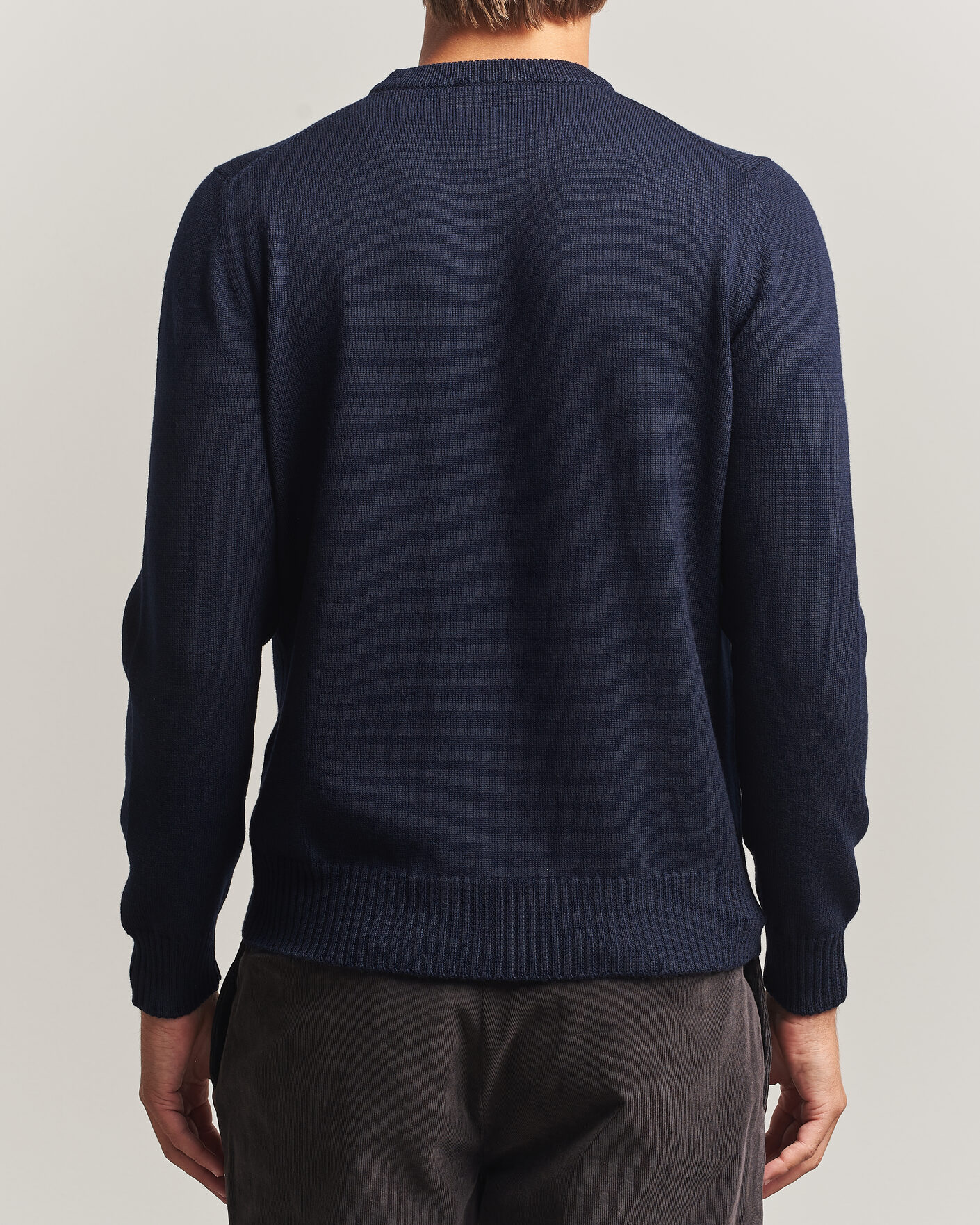 Hombres | Jerséis y prendas de punto | Gran Sasso | Merino Knitted Crew Neck Navy
