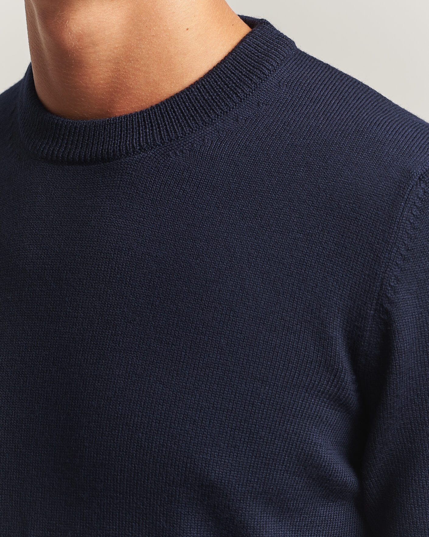 Hombres | Jerséis y prendas de punto | Gran Sasso | Merino Knitted Crew Neck Navy
