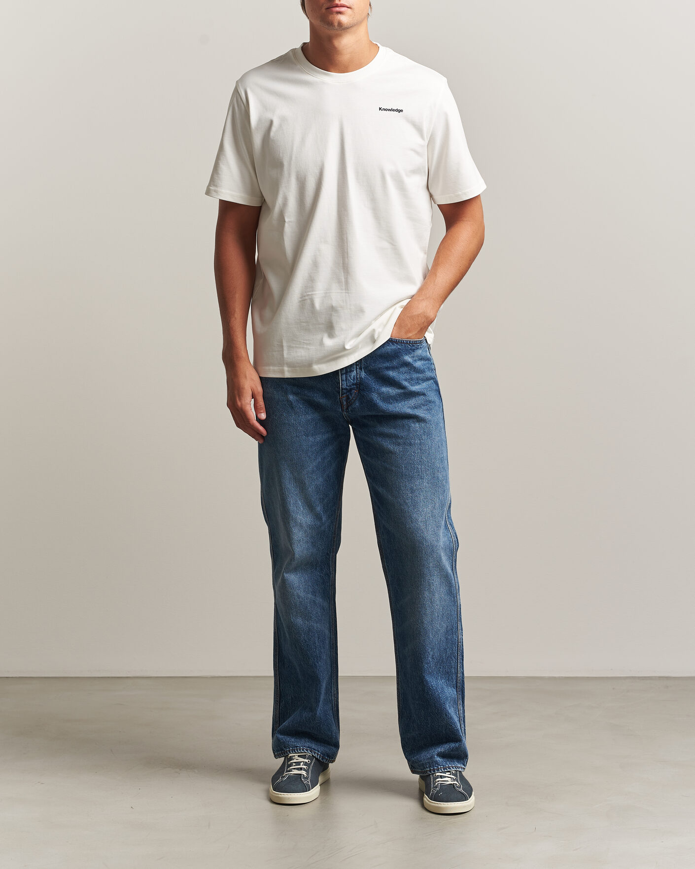 Hombres | Camisetas | KnowledgeCotton Apparel | Back Print T-Shirt Egret