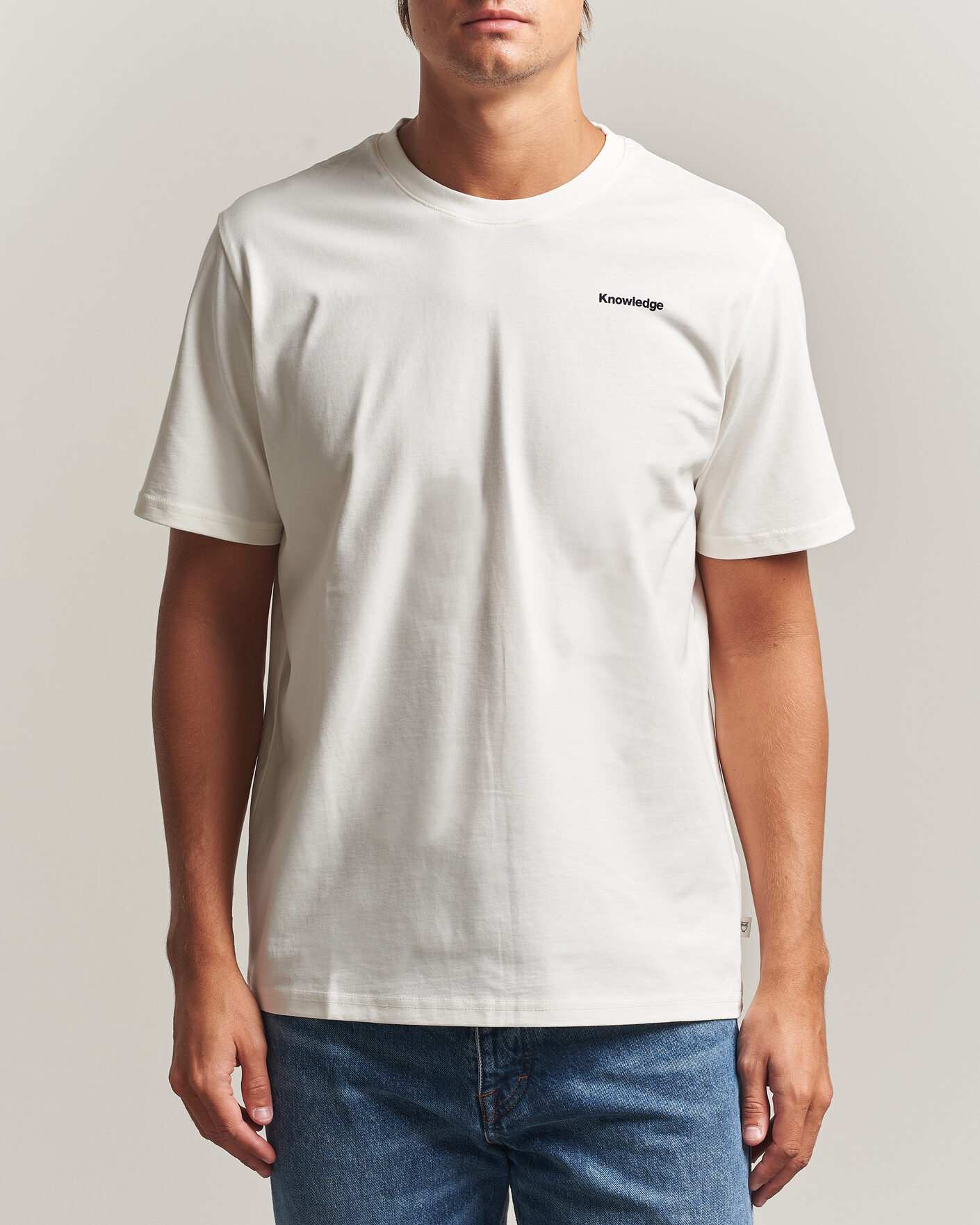 Hombres | Camisetas | KnowledgeCotton Apparel | Back Print T-Shirt Egret