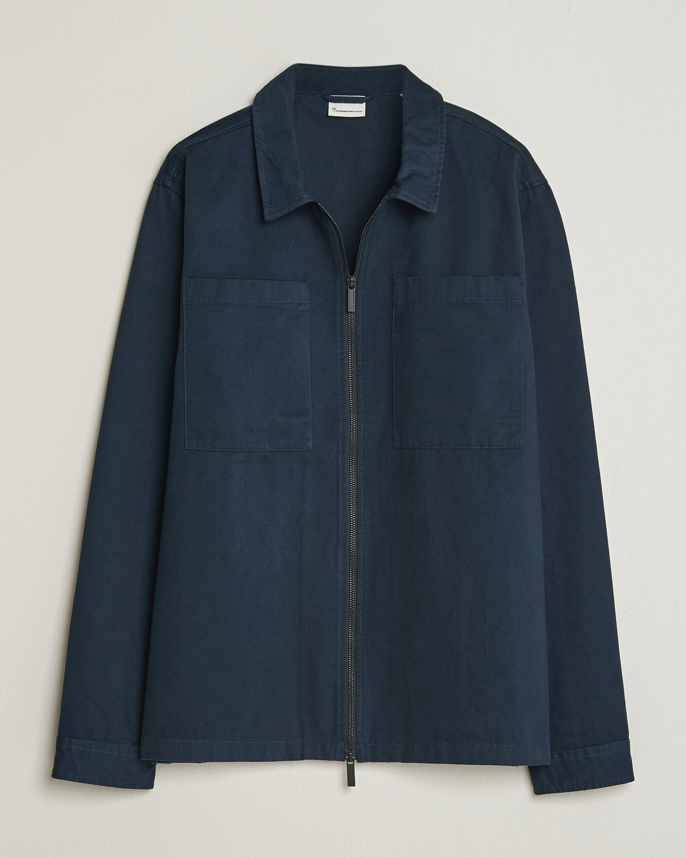 Hombres | Camisas | KnowledgeCotton Apparel | Twill Zip Overshirt Total Eclipse