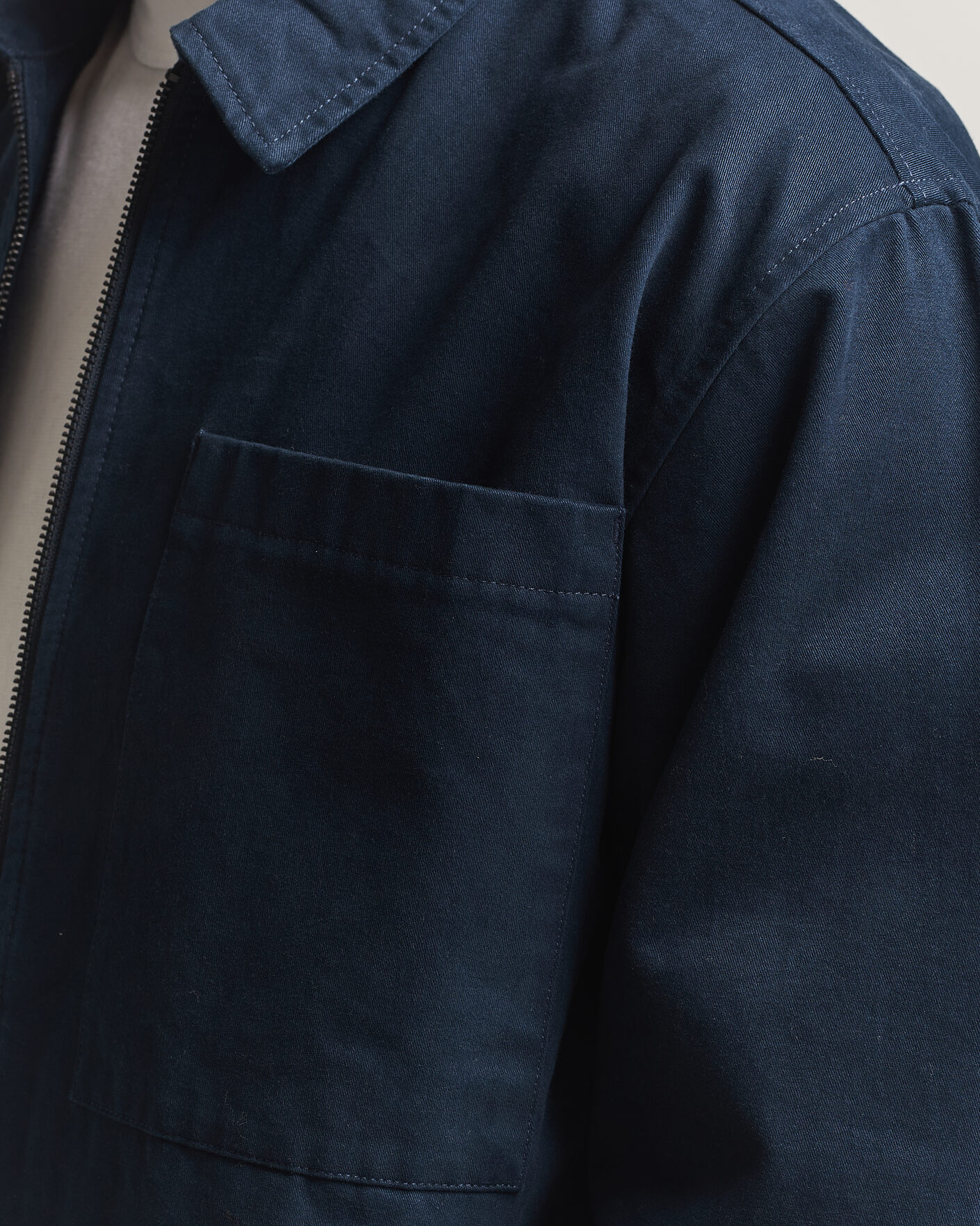 Hombres | Camisas | KnowledgeCotton Apparel | Twill Zip Overshirt Total Eclipse