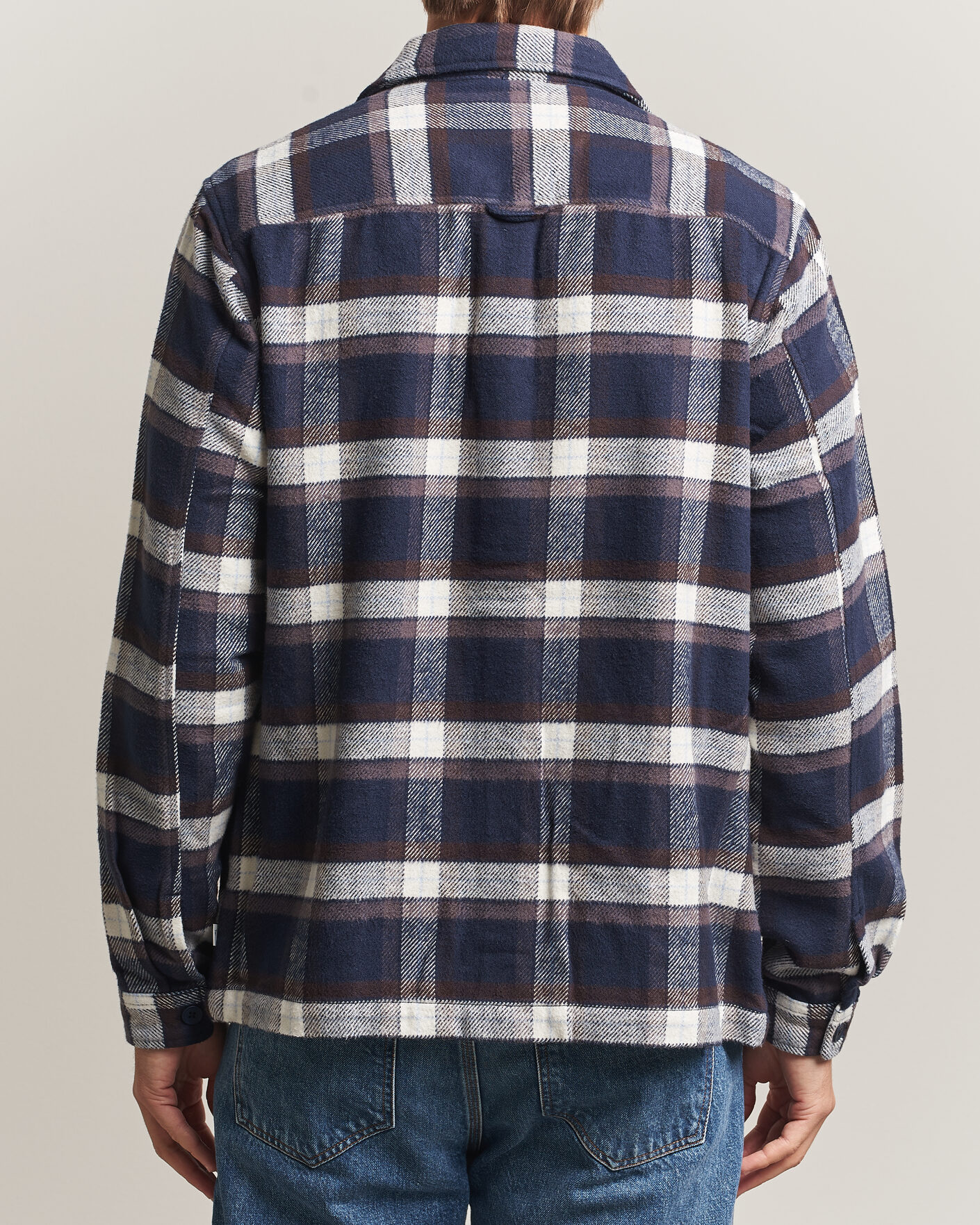 Hombres | Camisas | KnowledgeCotton Apparel | Flannel Check Overshirt Navy