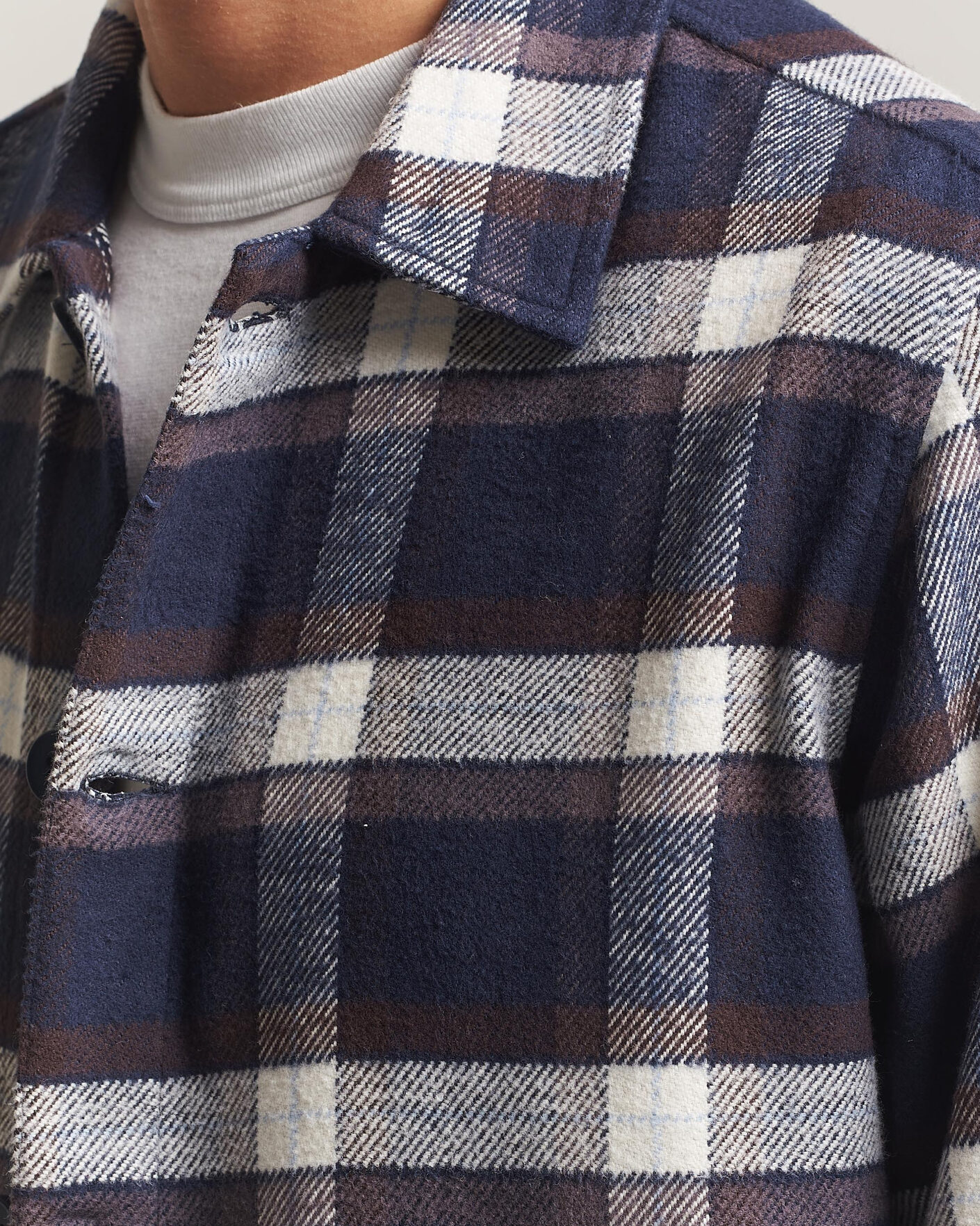 Hombres | Camisas | KnowledgeCotton Apparel | Flannel Check Overshirt Navy