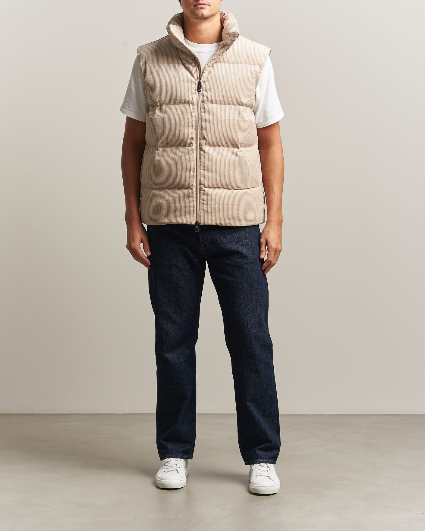 Hombres | Chalecos | KnowledgeCotton Apparel | Corduroy Puffer Vest Light Feather Grey