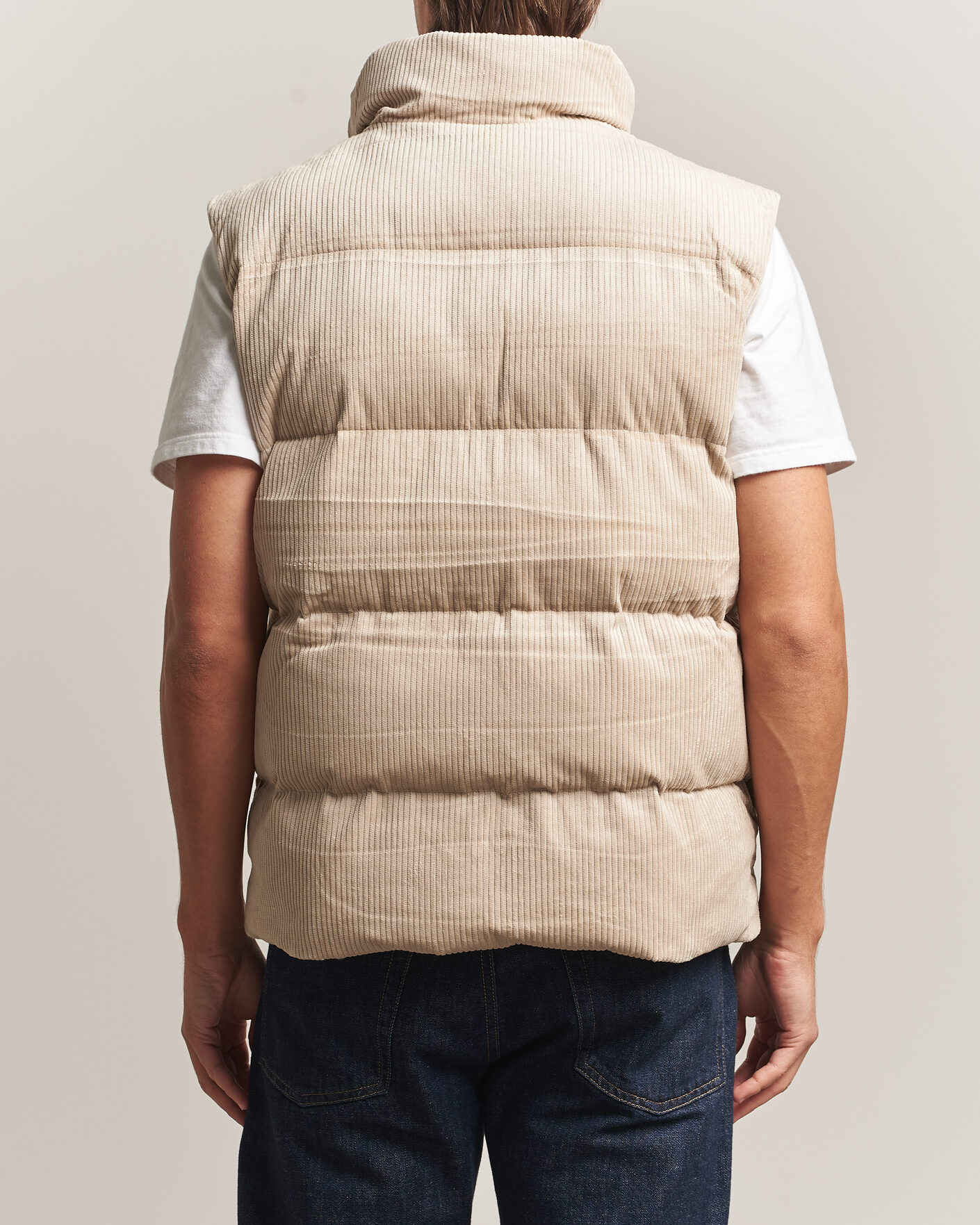 Hombres | Chalecos | KnowledgeCotton Apparel | Corduroy Puffer Vest Light Feather Grey