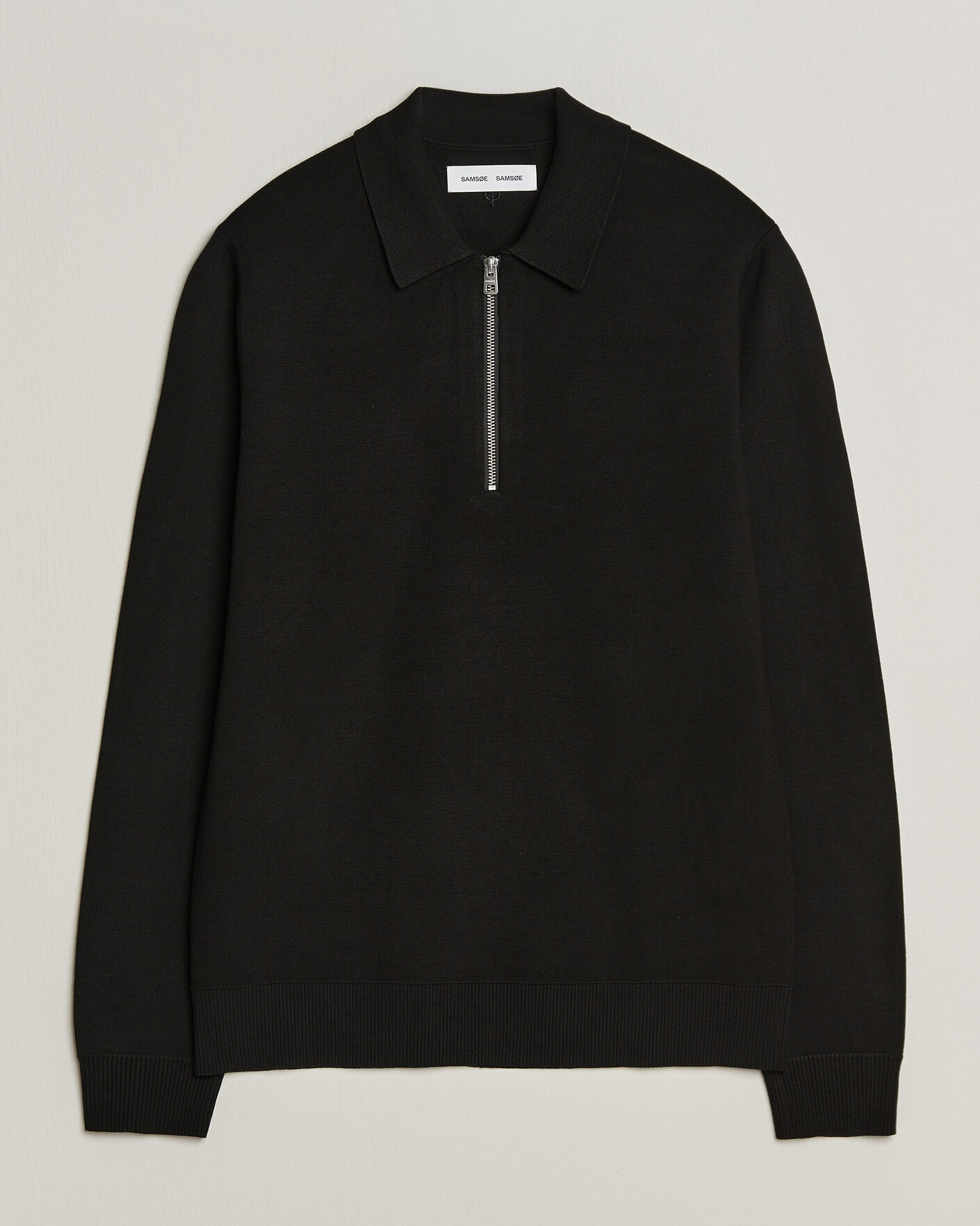 Hombres | Jerséis y prendas de punto | Samsøe Samsøe | Matt Half Zip Polo Black
