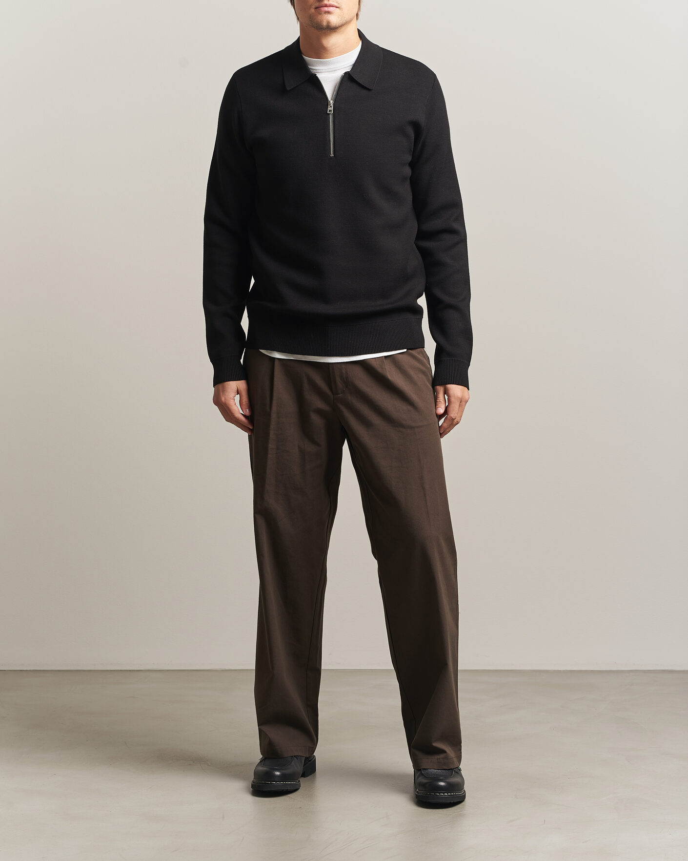 Hombres | Jerséis y prendas de punto | Samsøe Samsøe | Matt Half Zip Polo Black