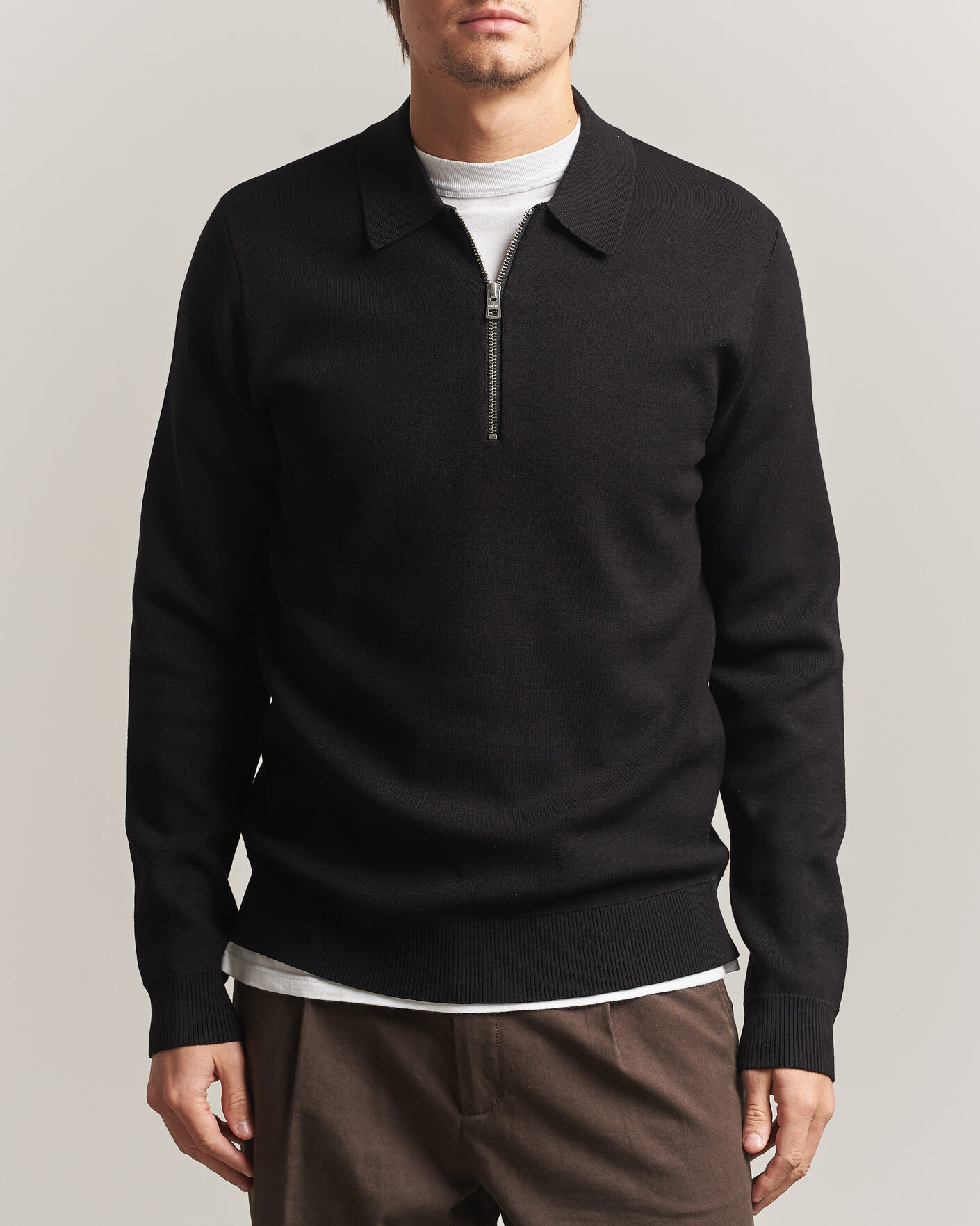 Hombres | Jerséis y prendas de punto | Samsøe Samsøe | Matt Half Zip Polo Black