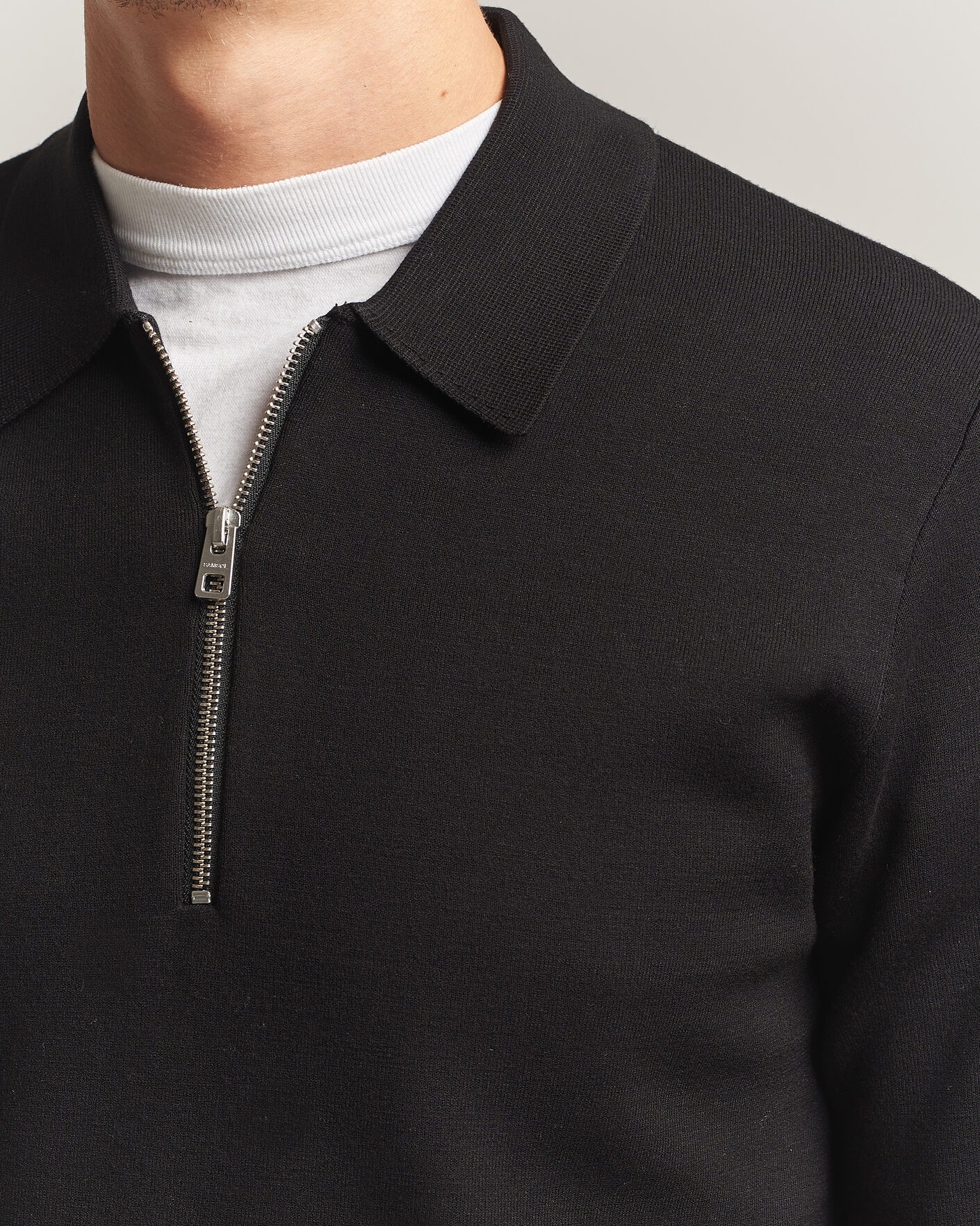 Hombres | Jerséis y prendas de punto | Samsøe Samsøe | Matt Half Zip Polo Black