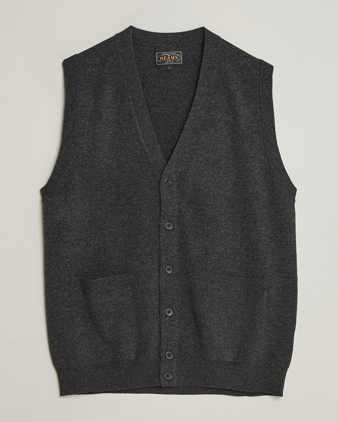 Hombres | Jerséis y prendas de punto | BEAMS PLUS | Button Knit Vest Charcoal