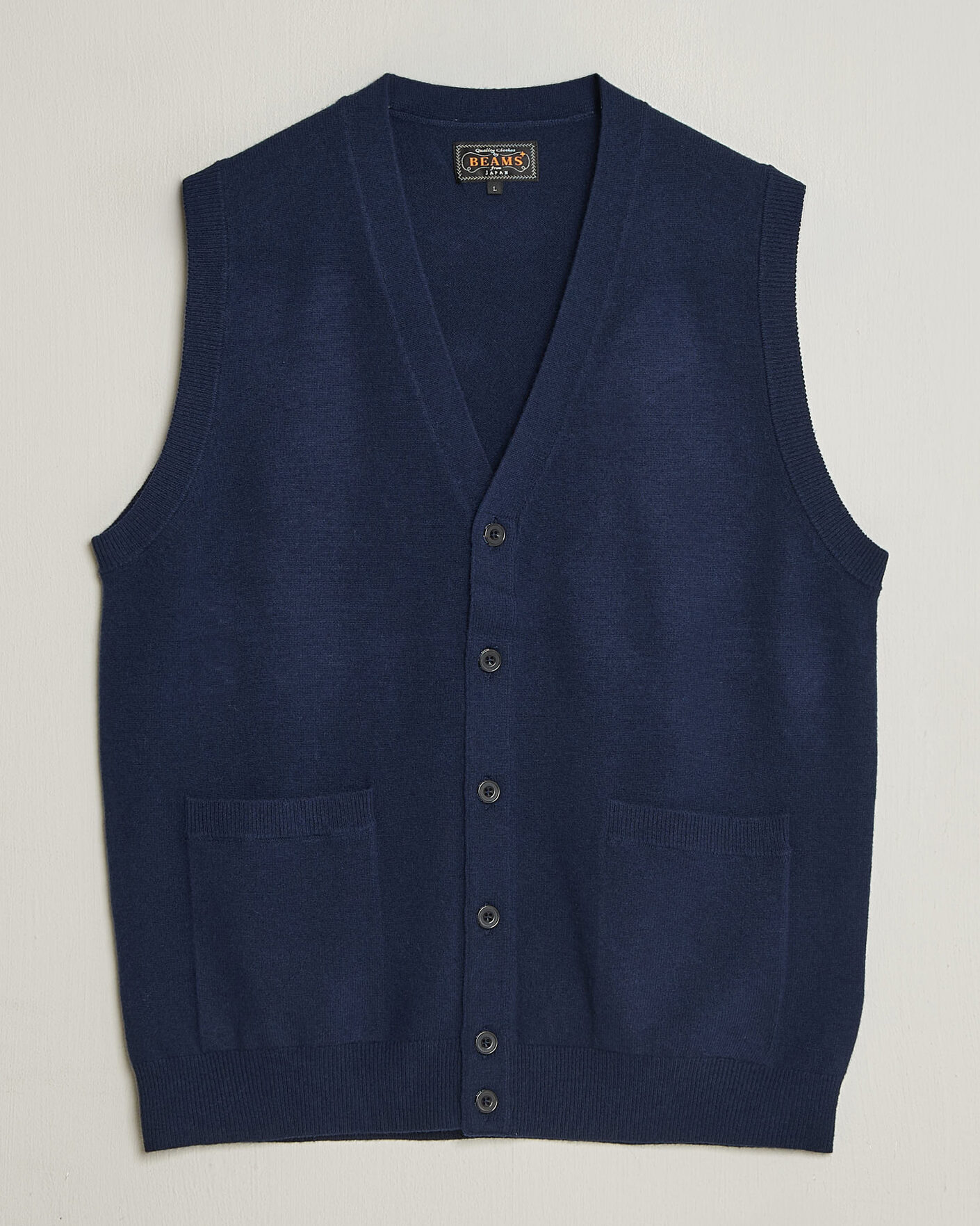 Hombres | Jerséis y prendas de punto | BEAMS PLUS | Button Knit Vest Navy