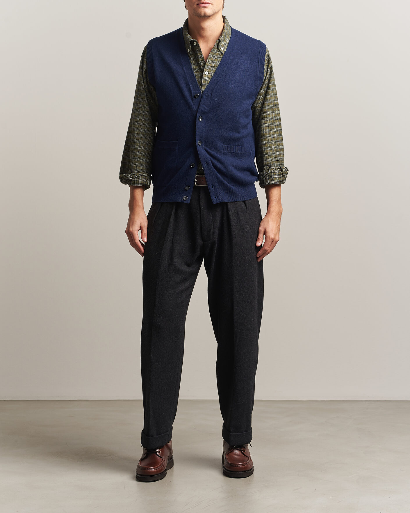 Hombres | Jerséis y prendas de punto | BEAMS PLUS | Button Knit Vest Navy