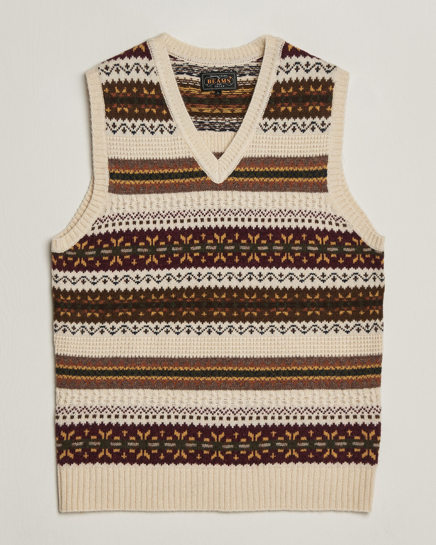 Hombres | Jerséis y prendas de punto | BEAMS PLUS | Fair Isle Knit Vest Beige