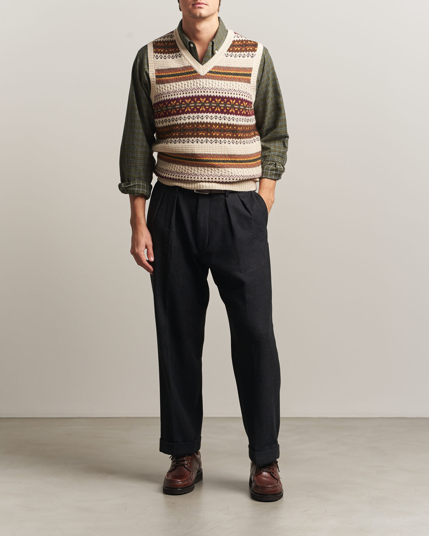 Hombres | Jerséis y prendas de punto | BEAMS PLUS | Fair Isle Knit Vest Beige