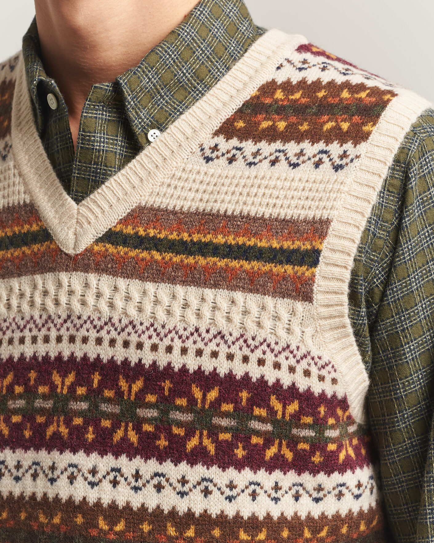 Hombres | Jerséis y prendas de punto | BEAMS PLUS | Fair Isle Knit Vest Beige