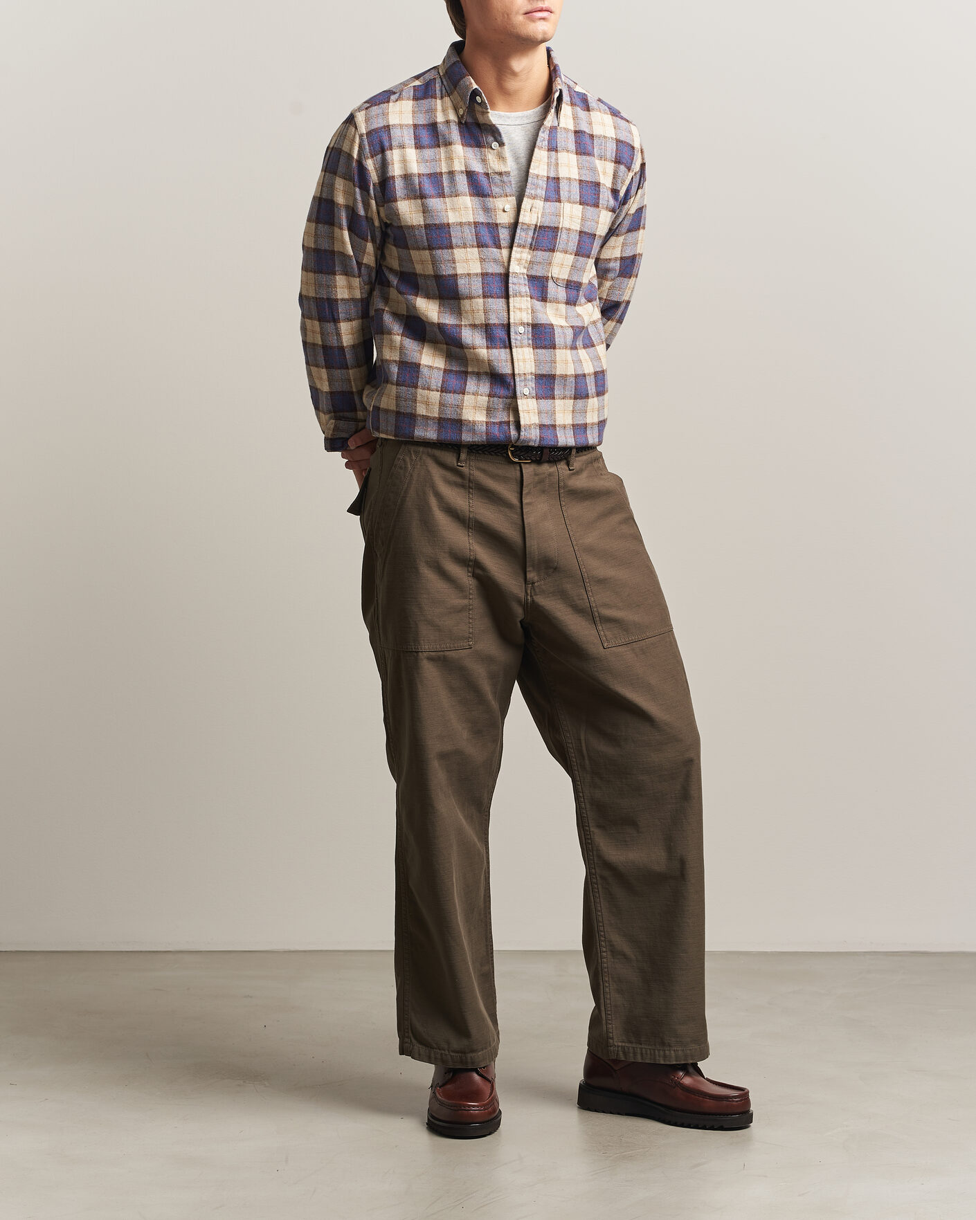 Hombres | Camisas | BEAMS PLUS | Plaid Button Down Shirt White/Blue