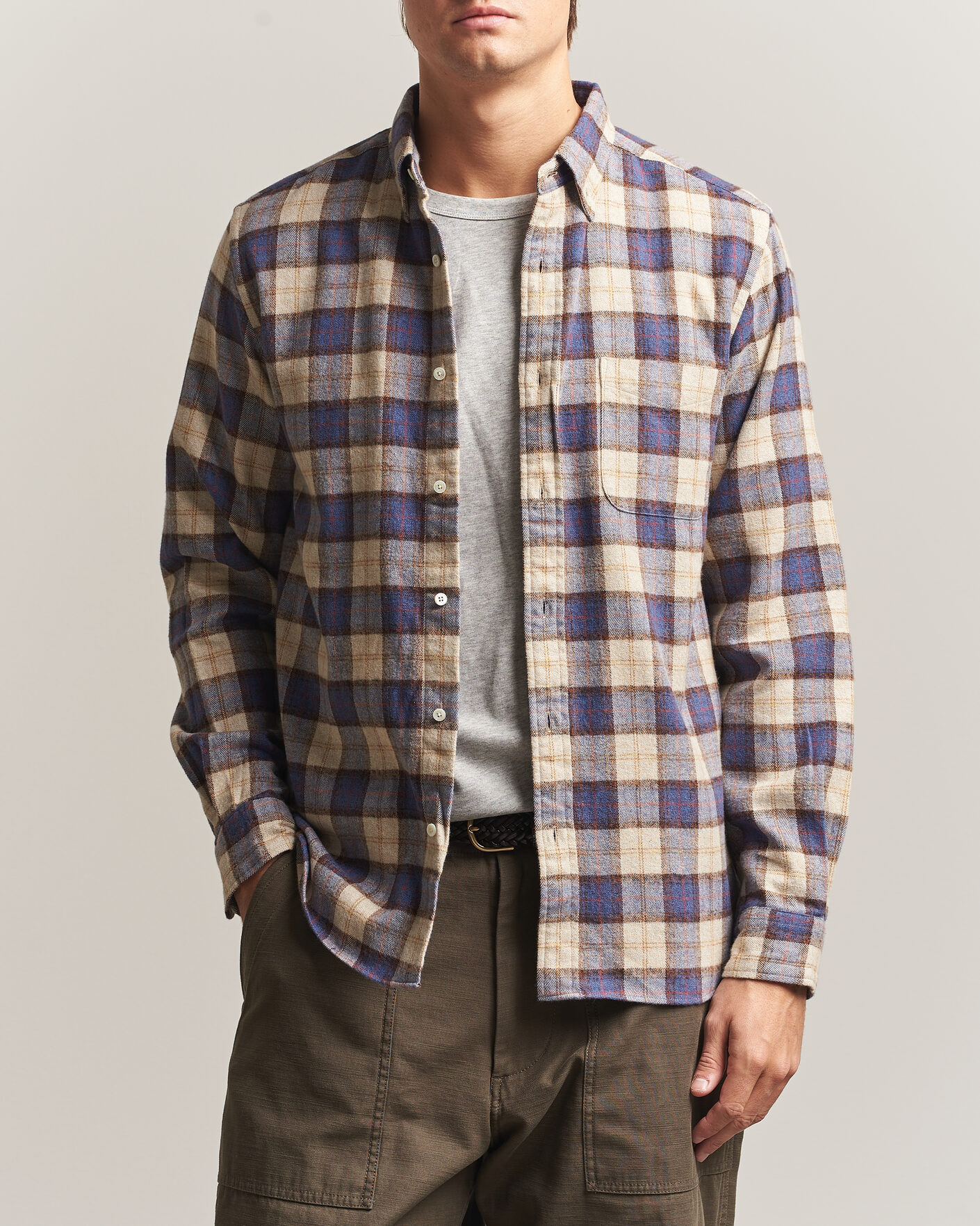 Hombres | Camisas | BEAMS PLUS | Plaid Button Down Shirt White/Blue