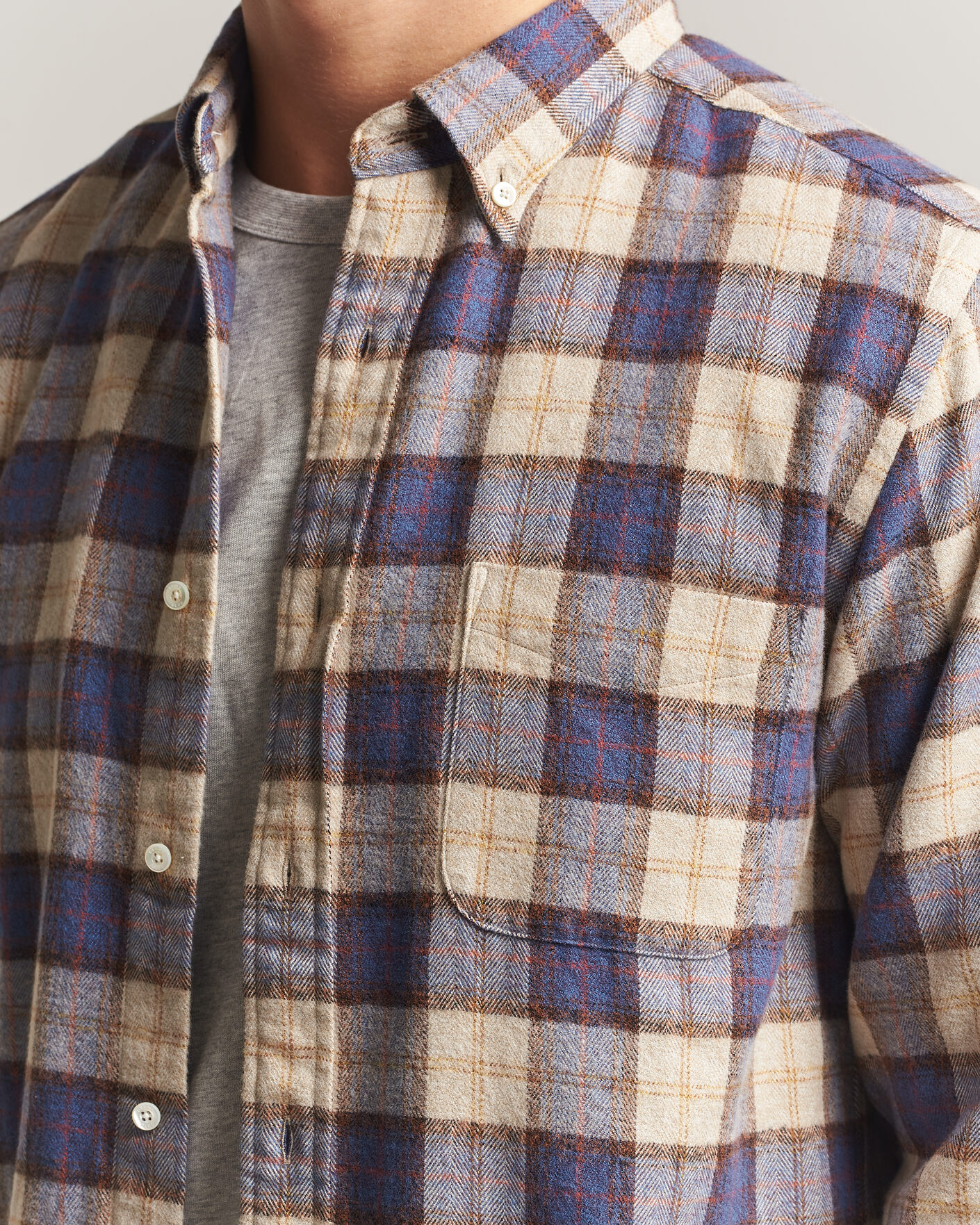Hombres | Camisas | BEAMS PLUS | Plaid Button Down Shirt White/Blue