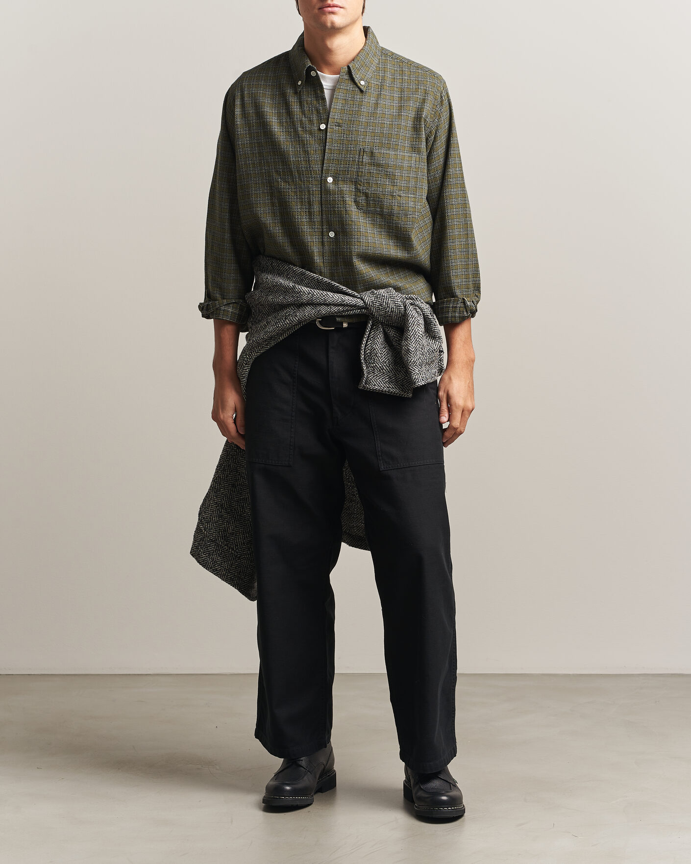 Hombres | Camisas | BEAMS PLUS | Dobby Plaid Button Down Shirt Dark Green